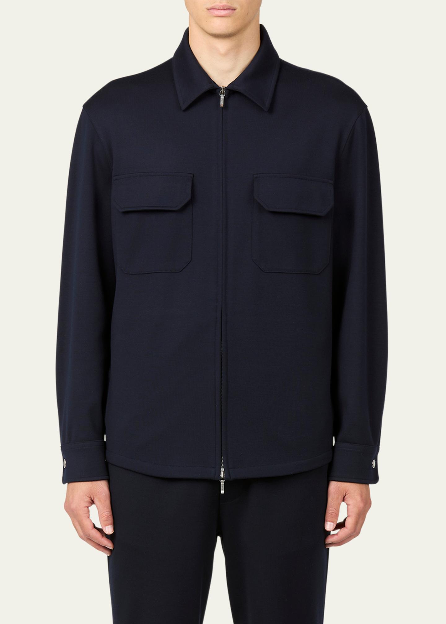 Loro Piana ウールシャツ Loro Piana Men's Vellano Wool and Nylon Zip Overshirt - Bergdorf