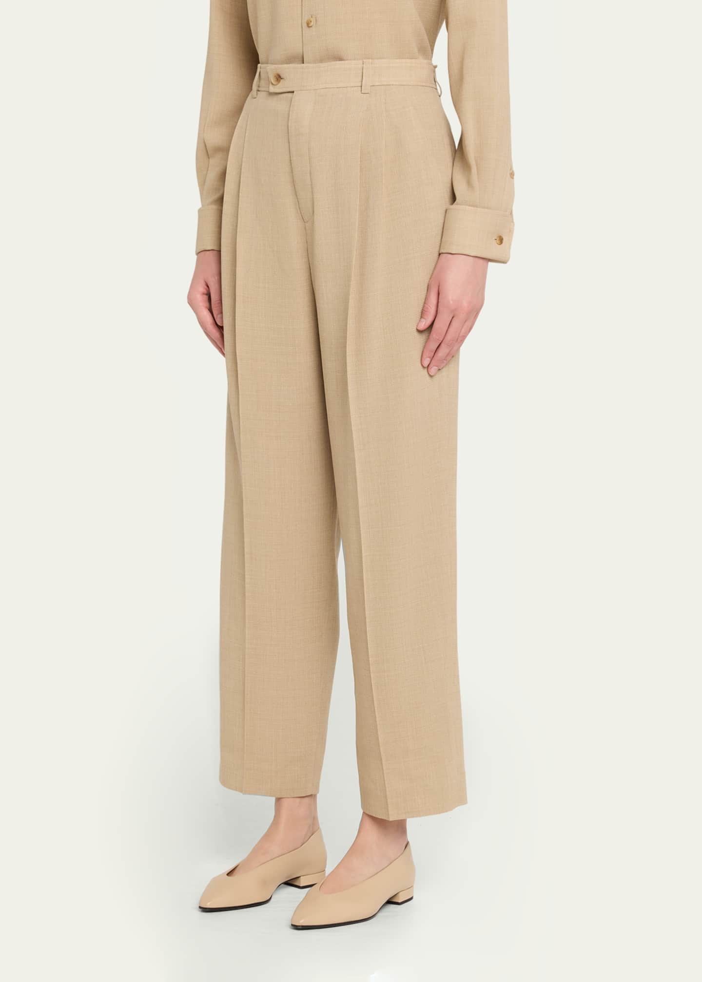 20105✨️Loro Piana ウール スラックス ベージュ 46 Loro Piana Joris Virgin Wool Trousers - Bergdorf Goodman