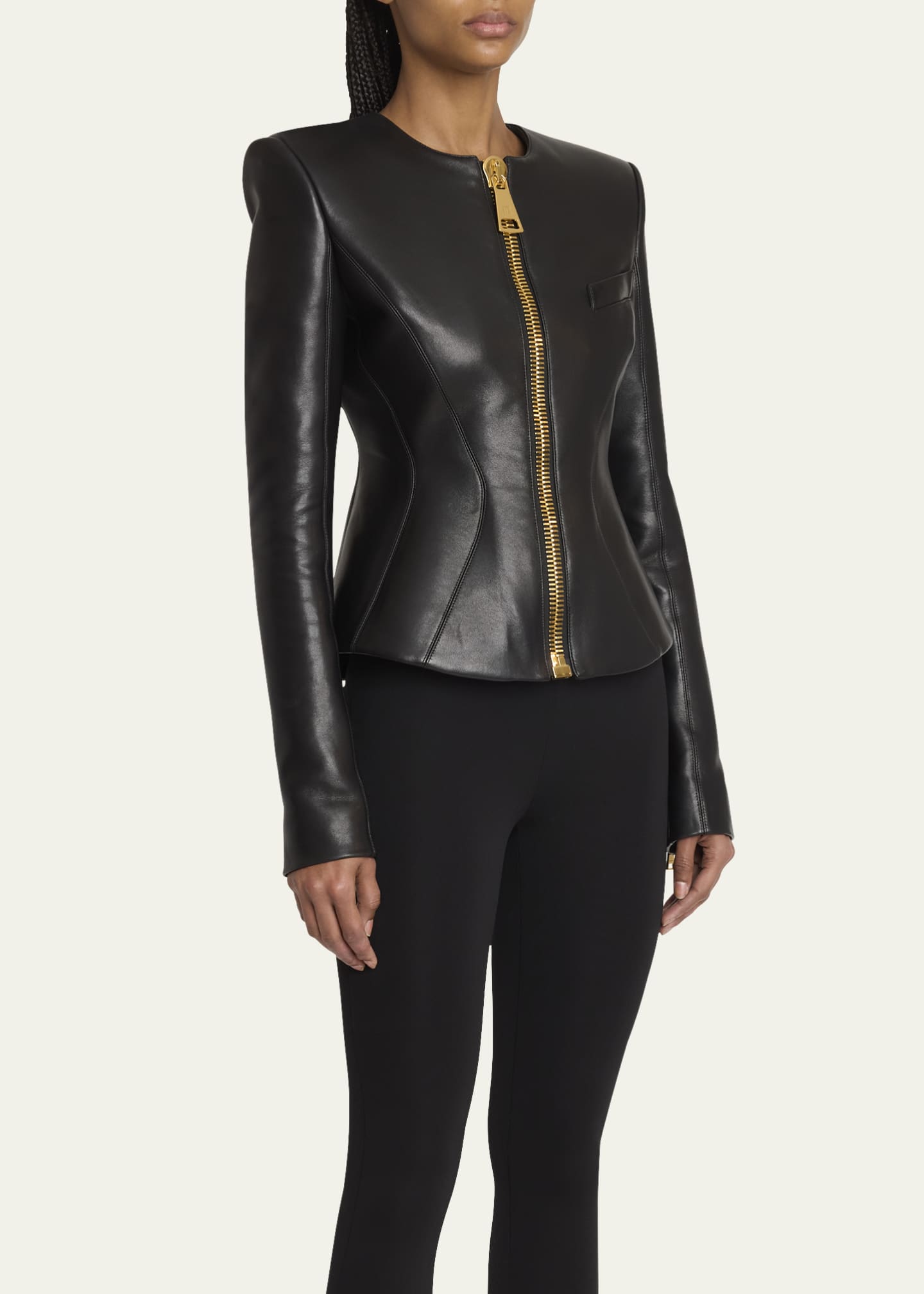 Balmain Fitted Lambskin Leather Jacket - Bergdorf Goodman