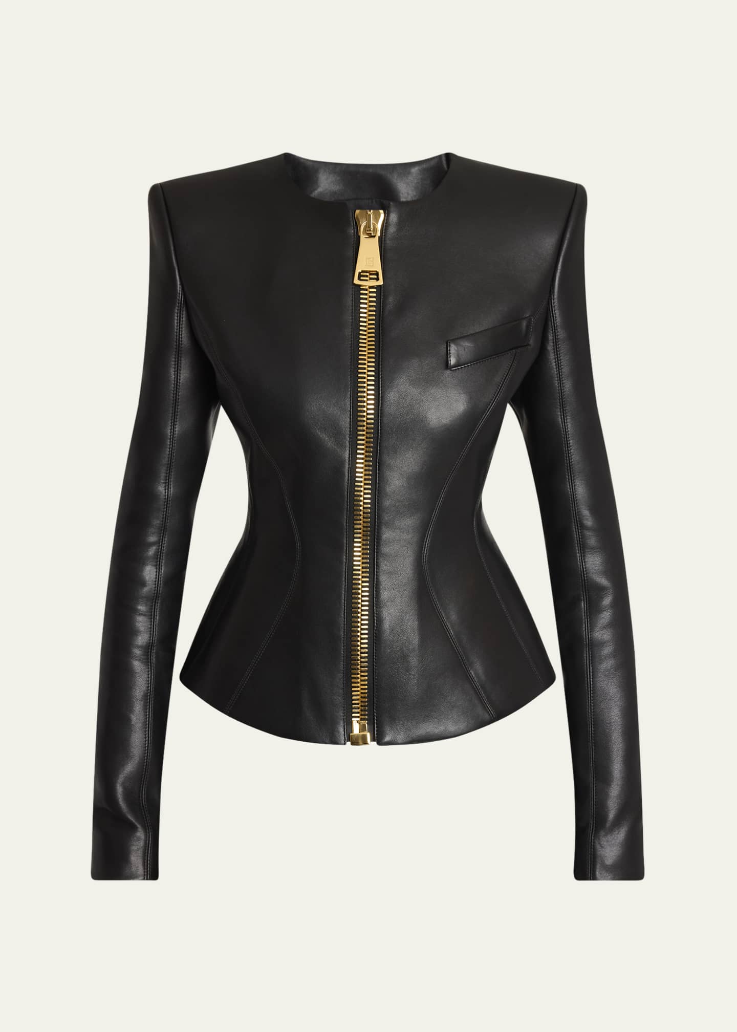Balmain Fitted Lambskin Leather Jacket - Bergdorf Goodman