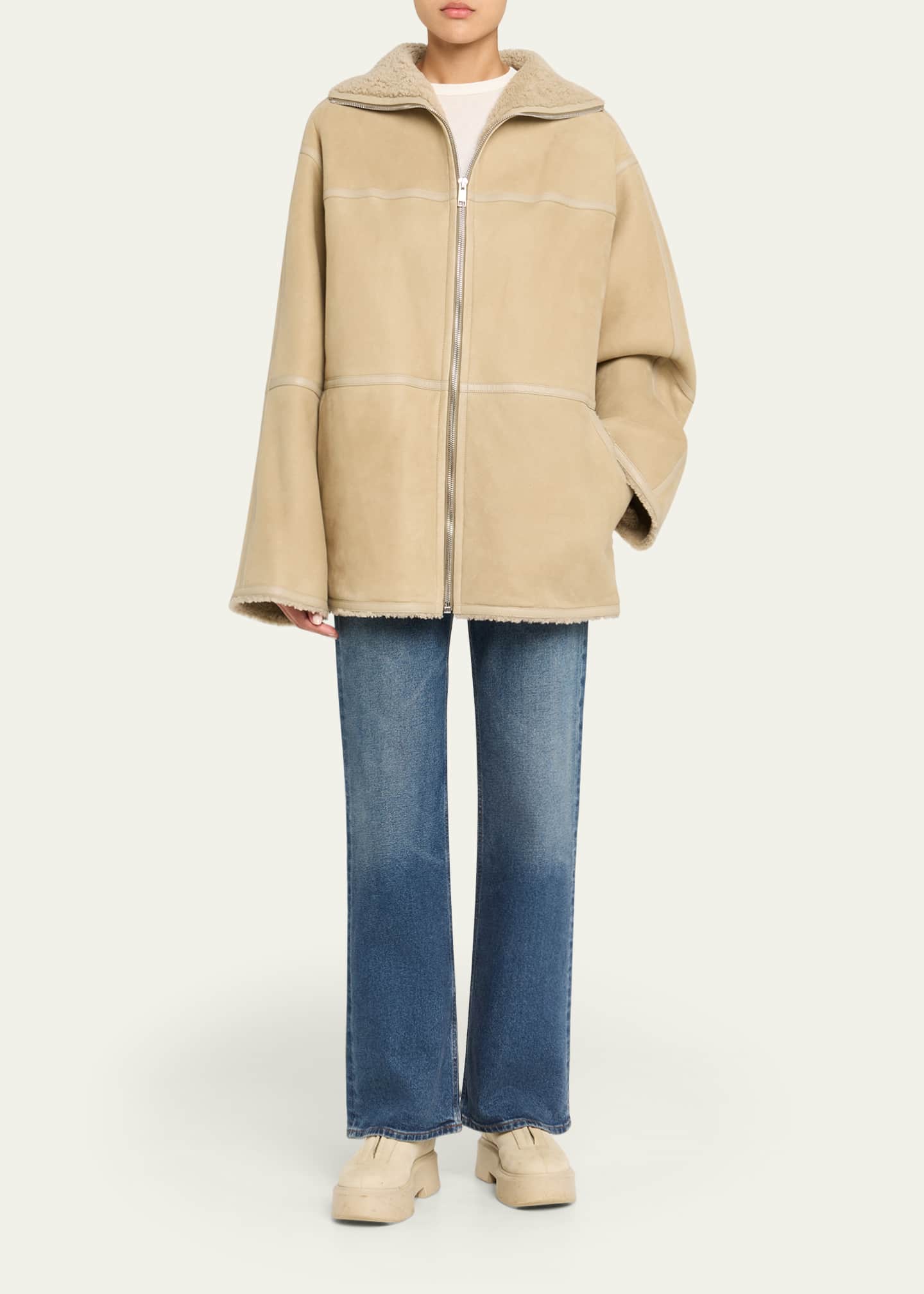 Short Suede Merino Lambskin Coat