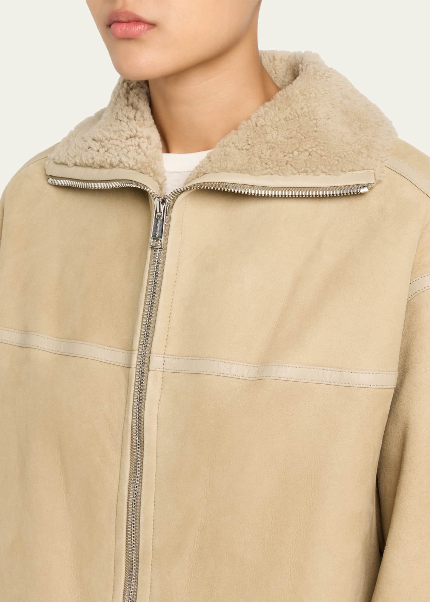 Short Suede Merino Lambskin Coat