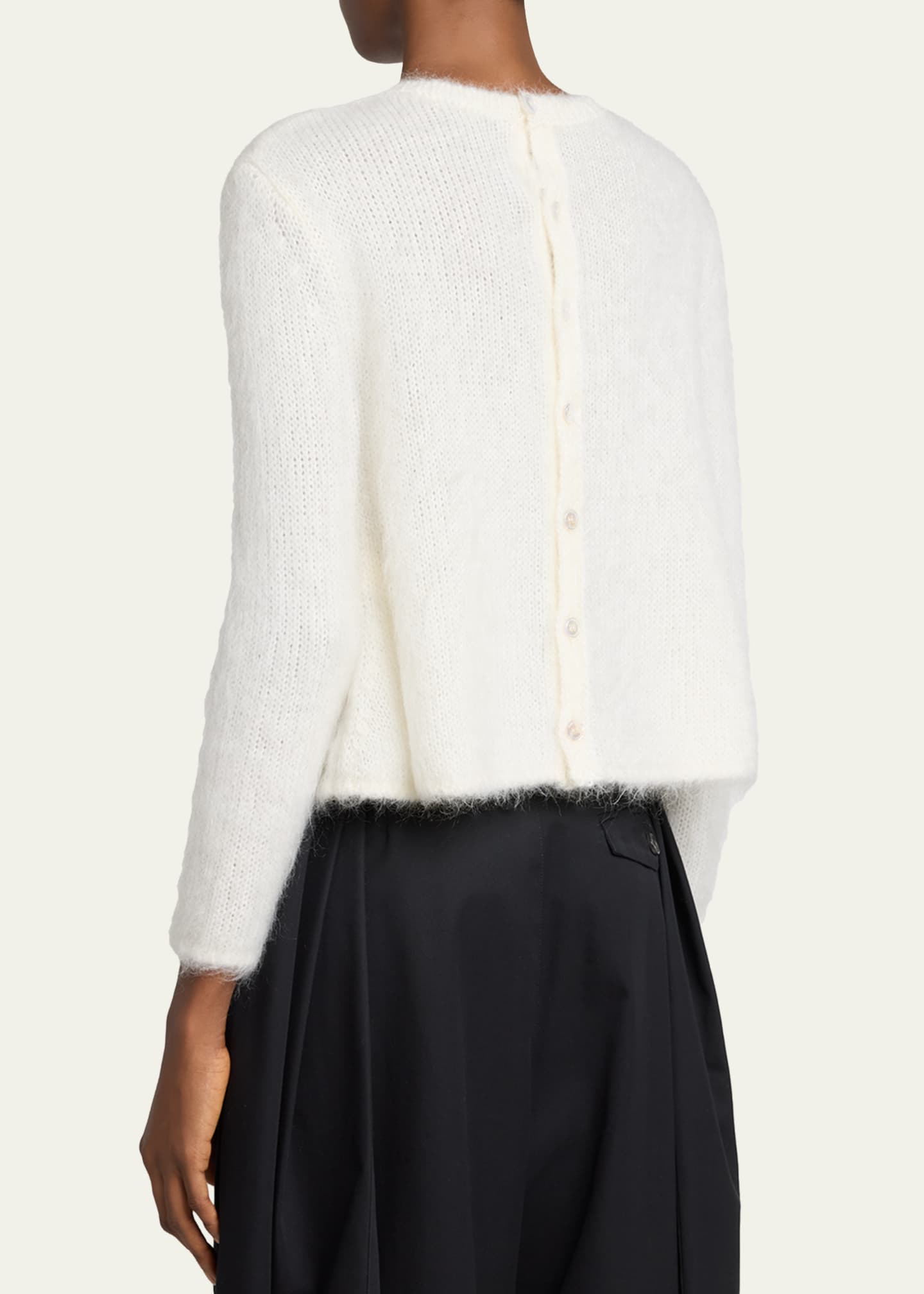 Mohair Double Button Crewneck Cardigan