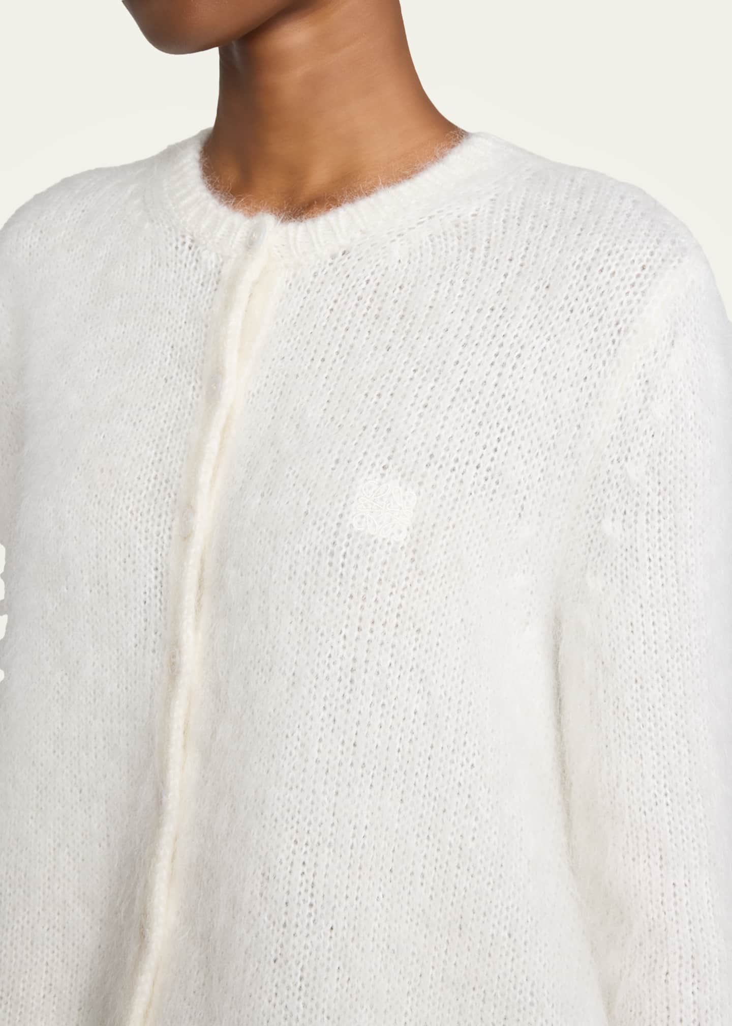 Mohair Double Button Crewneck Cardigan
