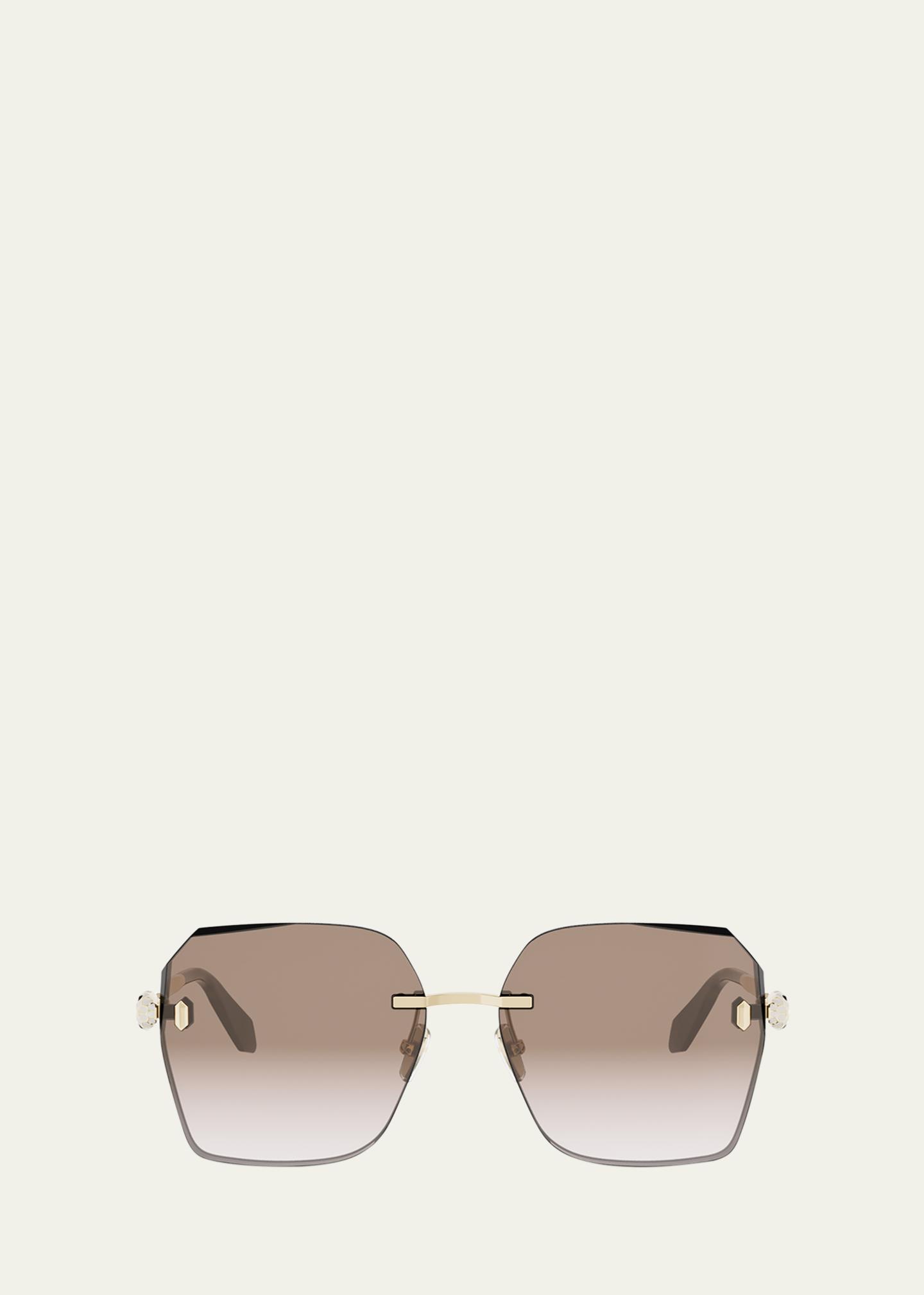 Bvlgari Gold Frame Square Rhinestone Women\'s Sunglasses 6037-B Bvlgari Gold Square Sunglasses for Women for sale | eBay main image 2