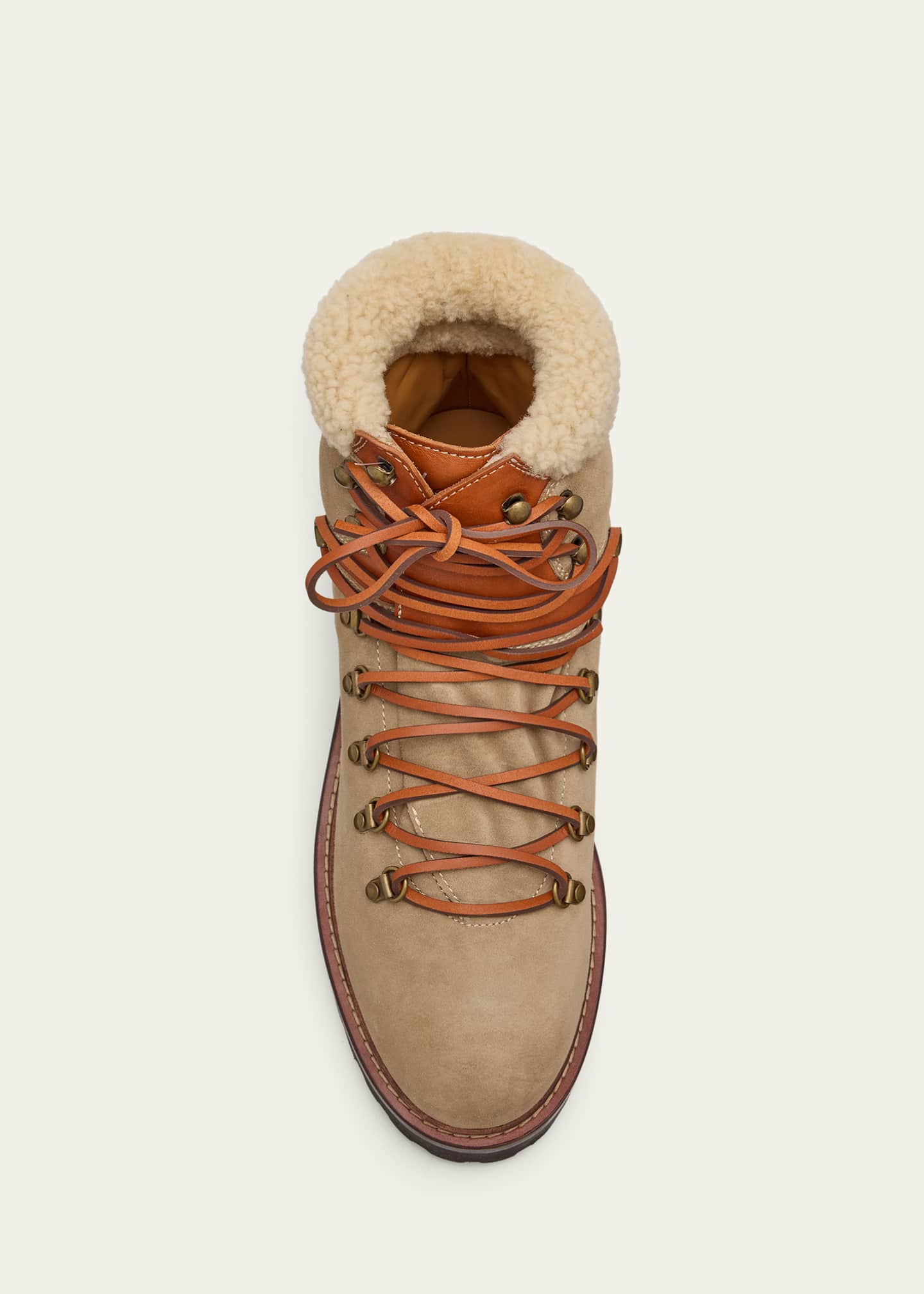 Ralph Lauren Purple Label Halpin Shearling-Trim Calf-Suede Boot