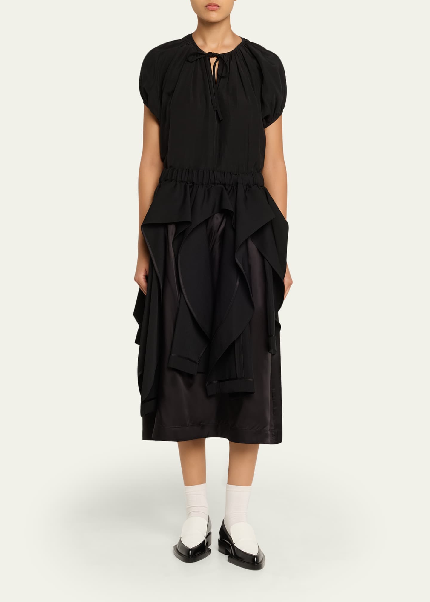 Noir Kei Ninomiya Deconstructed Wool Gabardine Midi Skirt