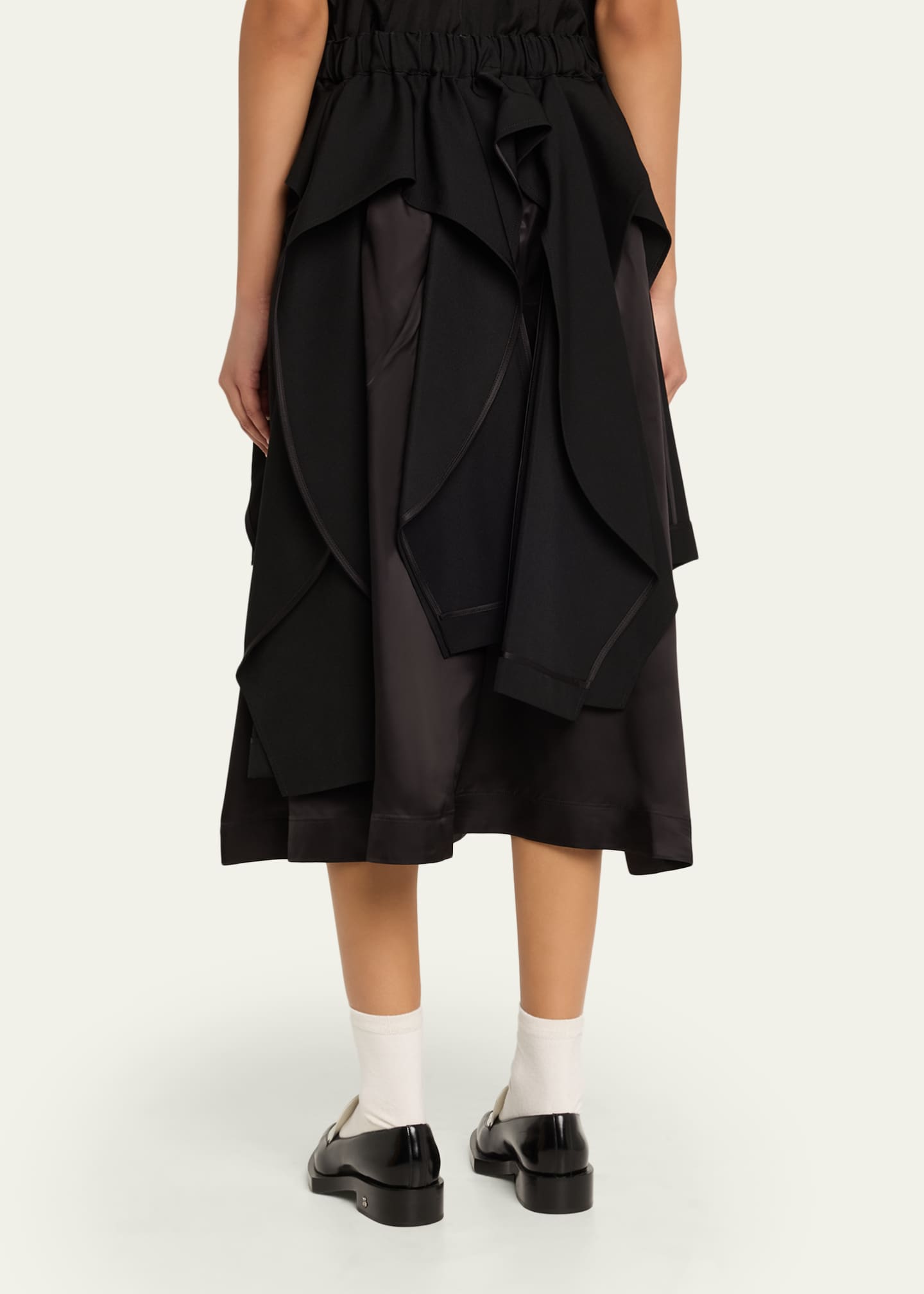 Noir Kei Ninomiya Deconstructed Wool Gabardine Midi Skirt