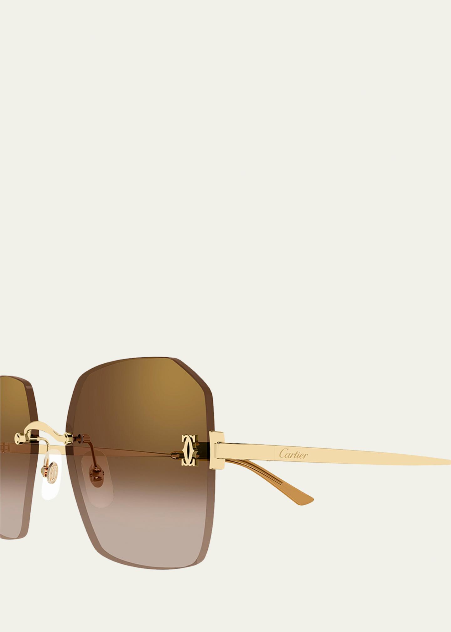 Cartier C de Cartier Rectangular Metal Sunglasses - Bergdorf Goodman