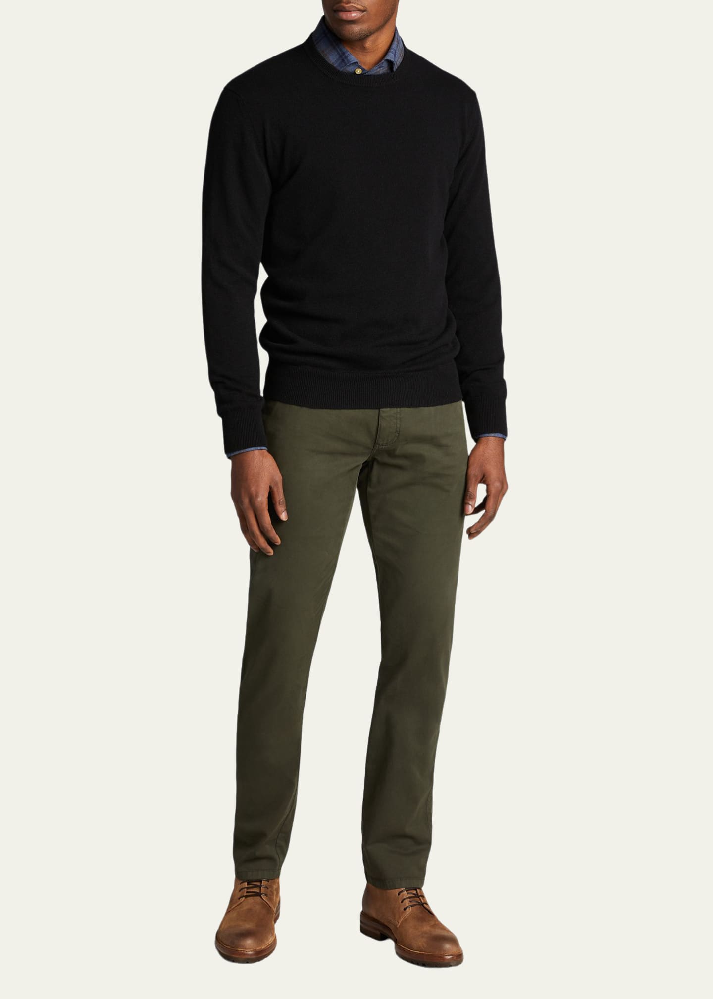 Bergdorf Goodman Men's Solid Cashmere Crewneck Sweater Image 2 of 5