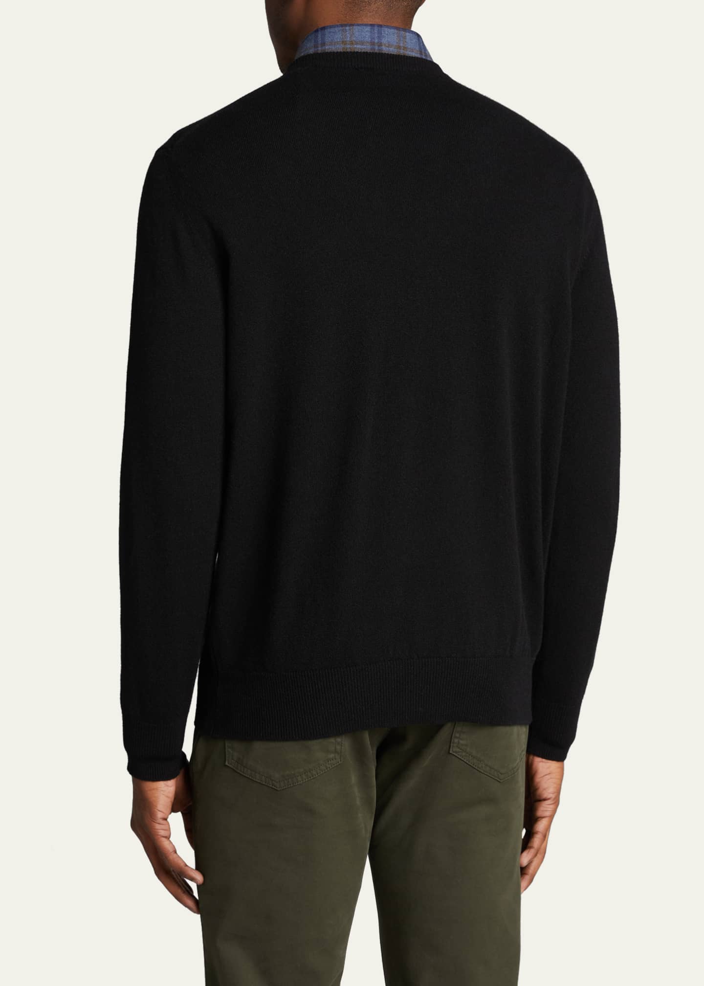 Bergdorf Goodman Men's Solid Cashmere Crewneck Sweater Image 3 of 5