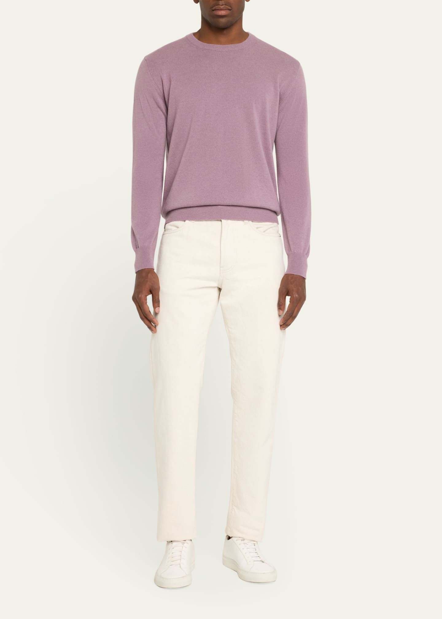 Bergdorf Goodman Men's Solid Cashmere Crewneck Sweater Image 2 of 5