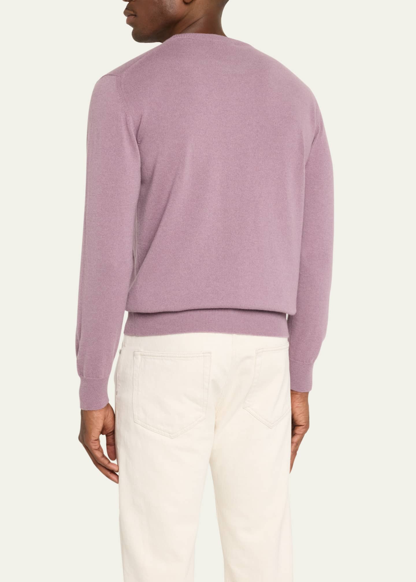 Bergdorf Goodman Men's Solid Cashmere Crewneck Sweater Image 3 of 5