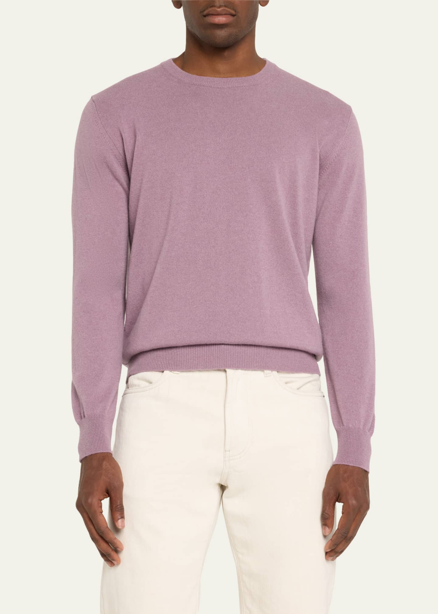 Bergdorf Goodman Men's Solid Cashmere Crewneck Sweater Image 4 of 5