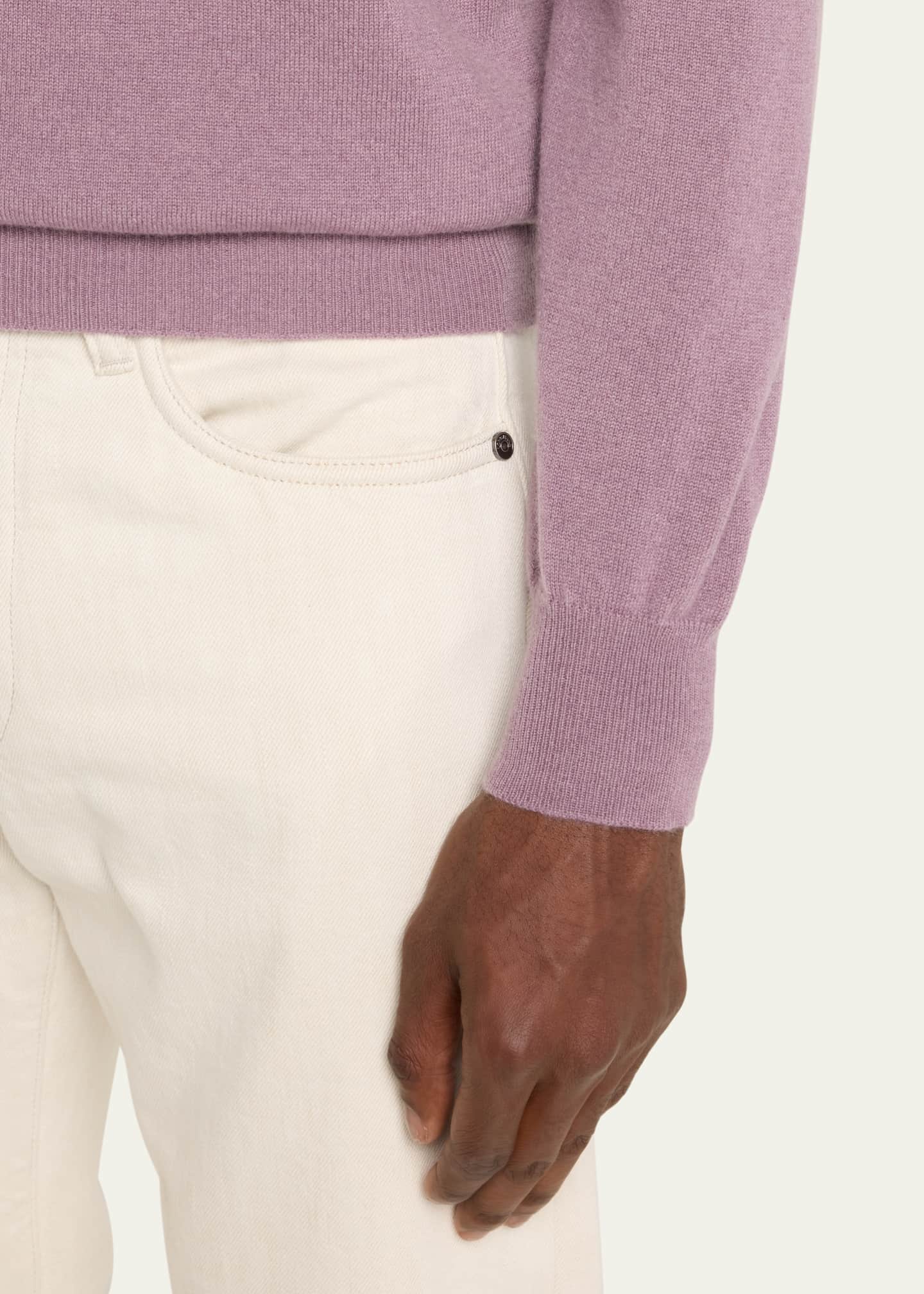 Bergdorf Goodman Men's Solid Cashmere Crewneck Sweater Image 5 of 5