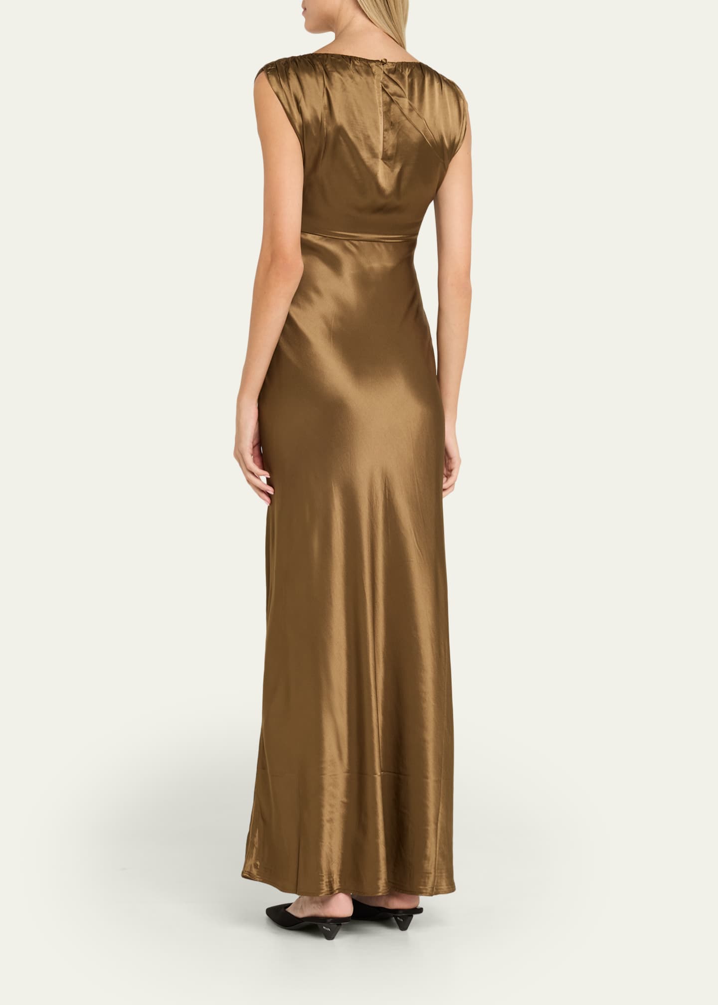 anna quan brown dress Anna Quan Ophelia Satin Column Dress, Green, Women's, 4, Cocktail & Party Wedding Guest Dresses Satin & Silk Dresses