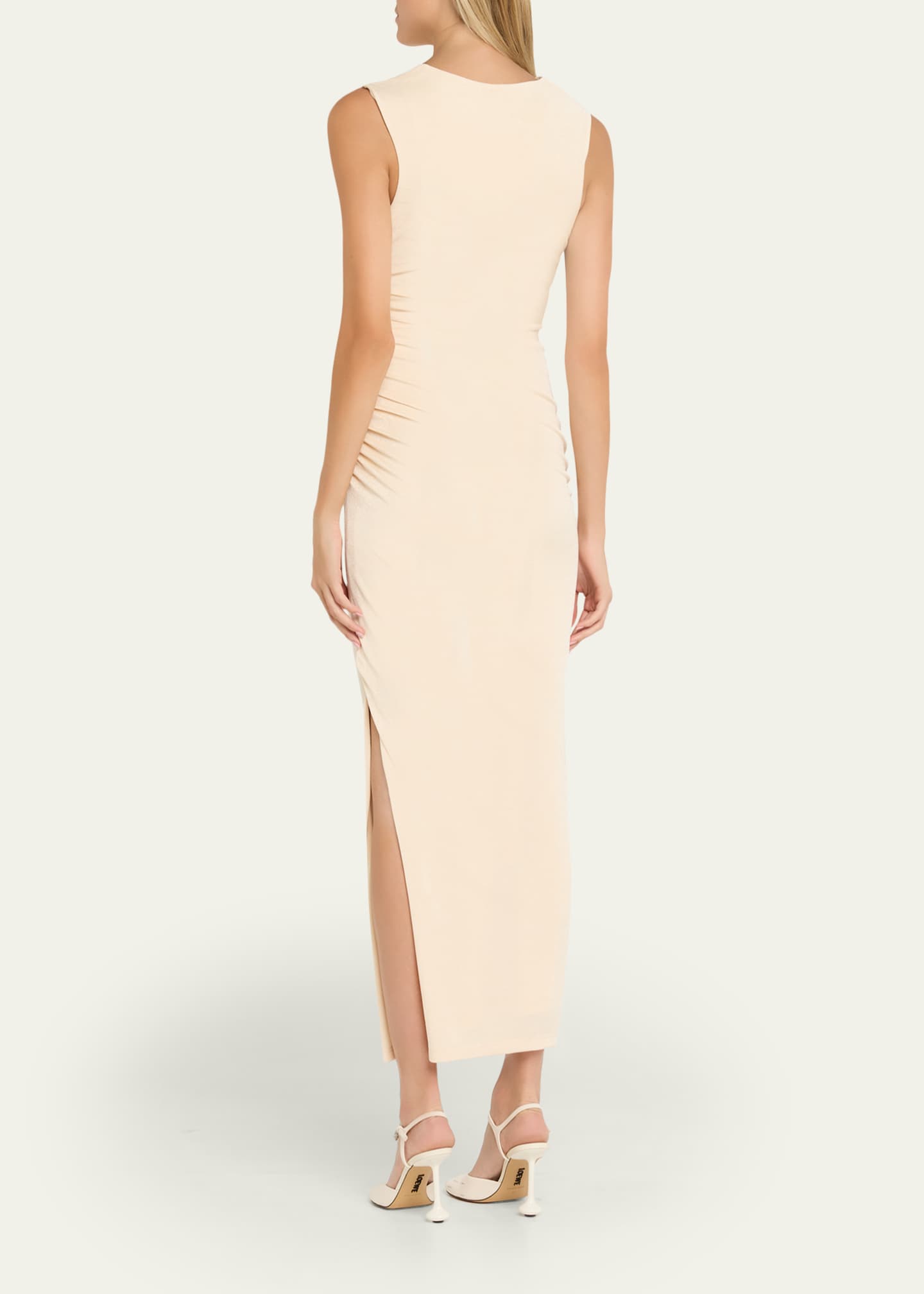 Anna Quan Amali Draped Cowl-Neck Jersey Dress, Cream, Women's, 10, Casual & Work Dresses Jersey Dresses