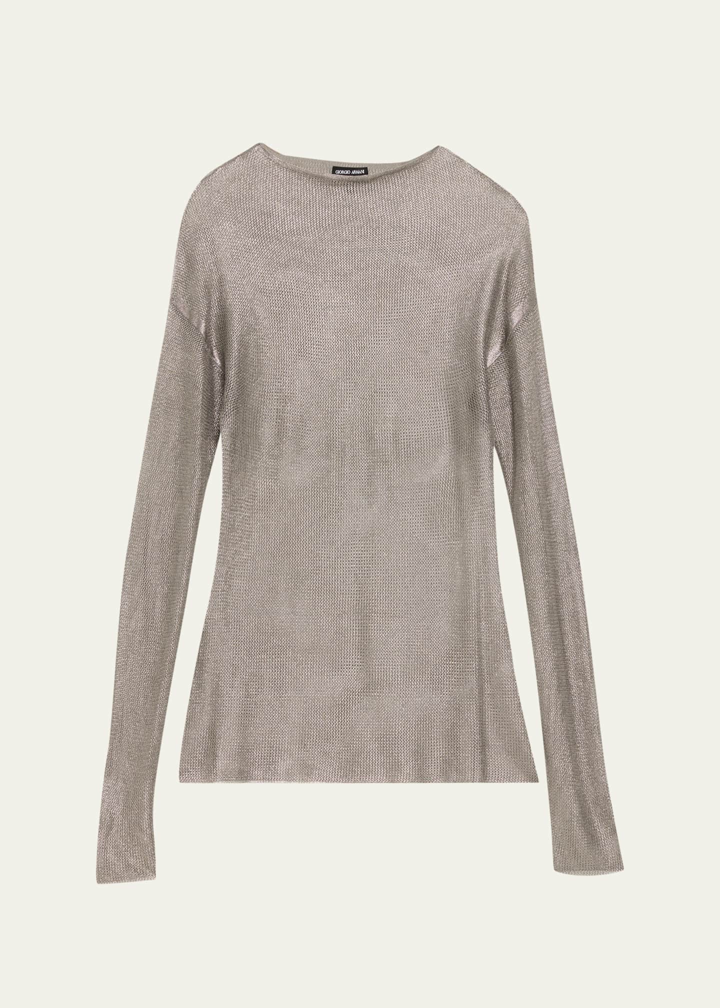Giorgio Armani Laminated Mesh Long-Sleeve Top - Bergdorf Goodman