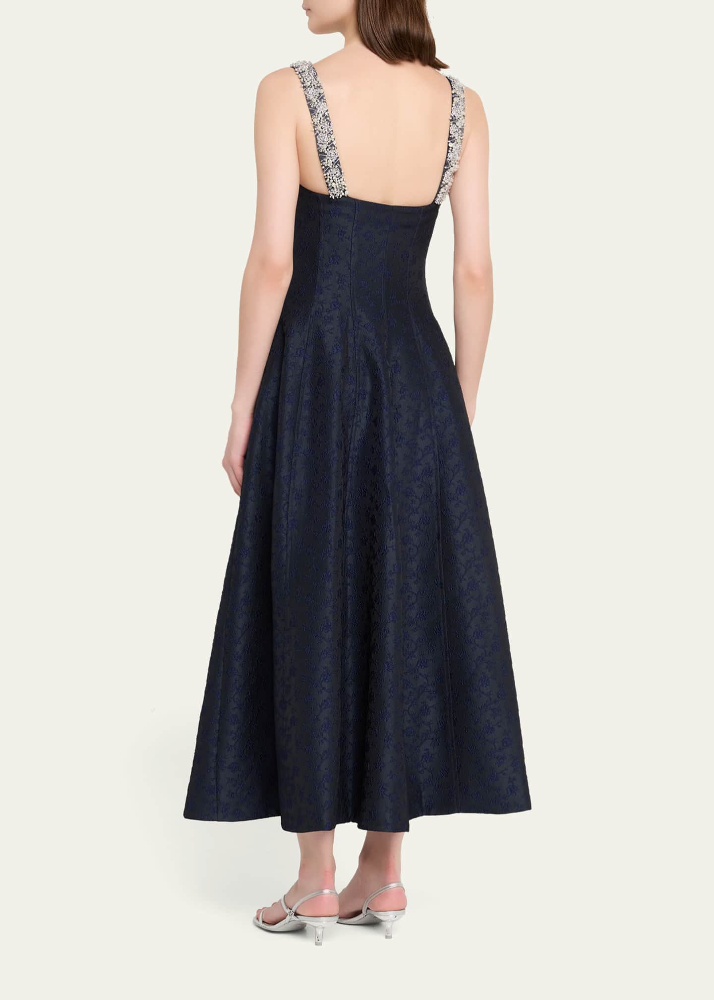 lainey smocked dotted midi dress Lainey Smocked Dotted Midi Dress