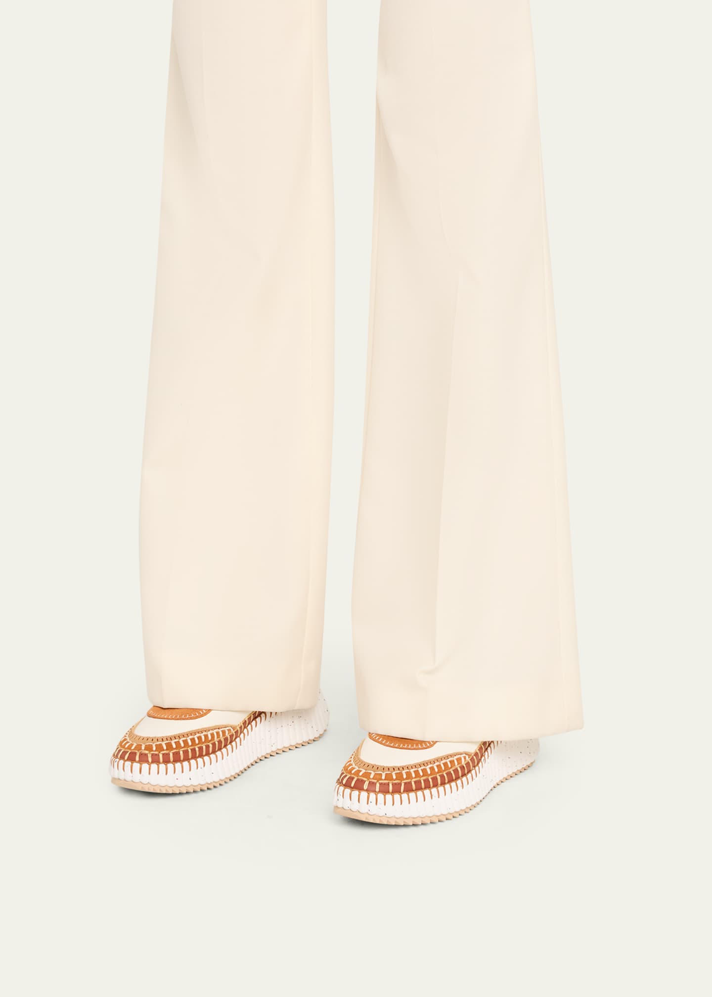 Nama Mixed Leather Low-Top Platform Sneakers