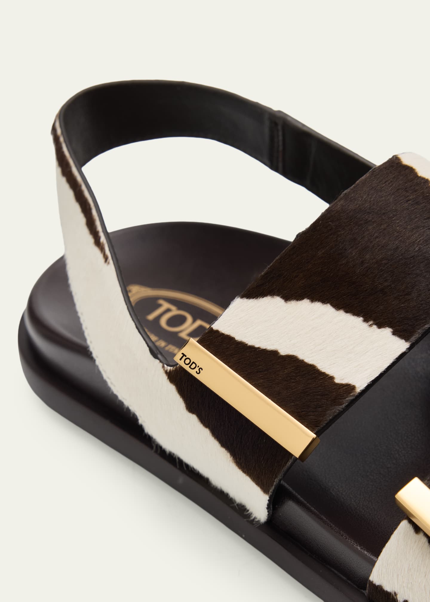 Tod's Zebra-Printed Calf Hair Slingback Sandals - Bergdorf Goodman