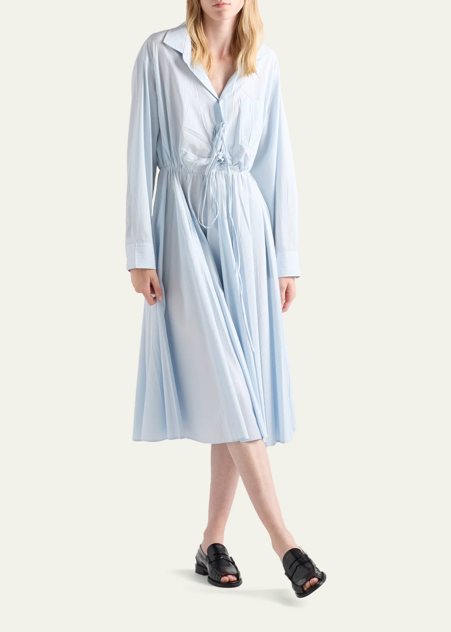 prada shirt dress Prada Women's Oversized Organic Denim Shirt - Blue