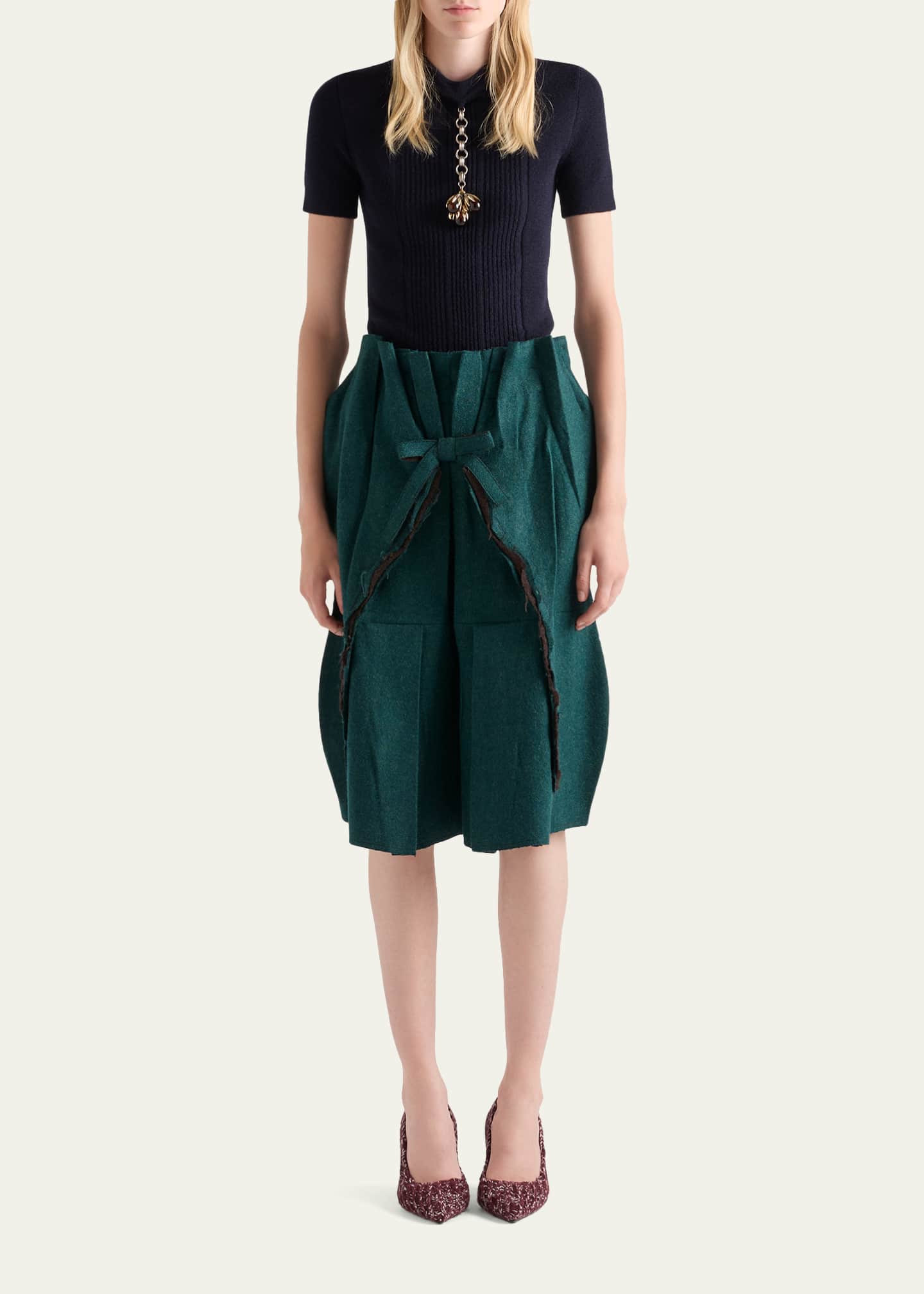 Prada Short-Sleeve Knit Sweater with Pendants - Bergdorf Goodman