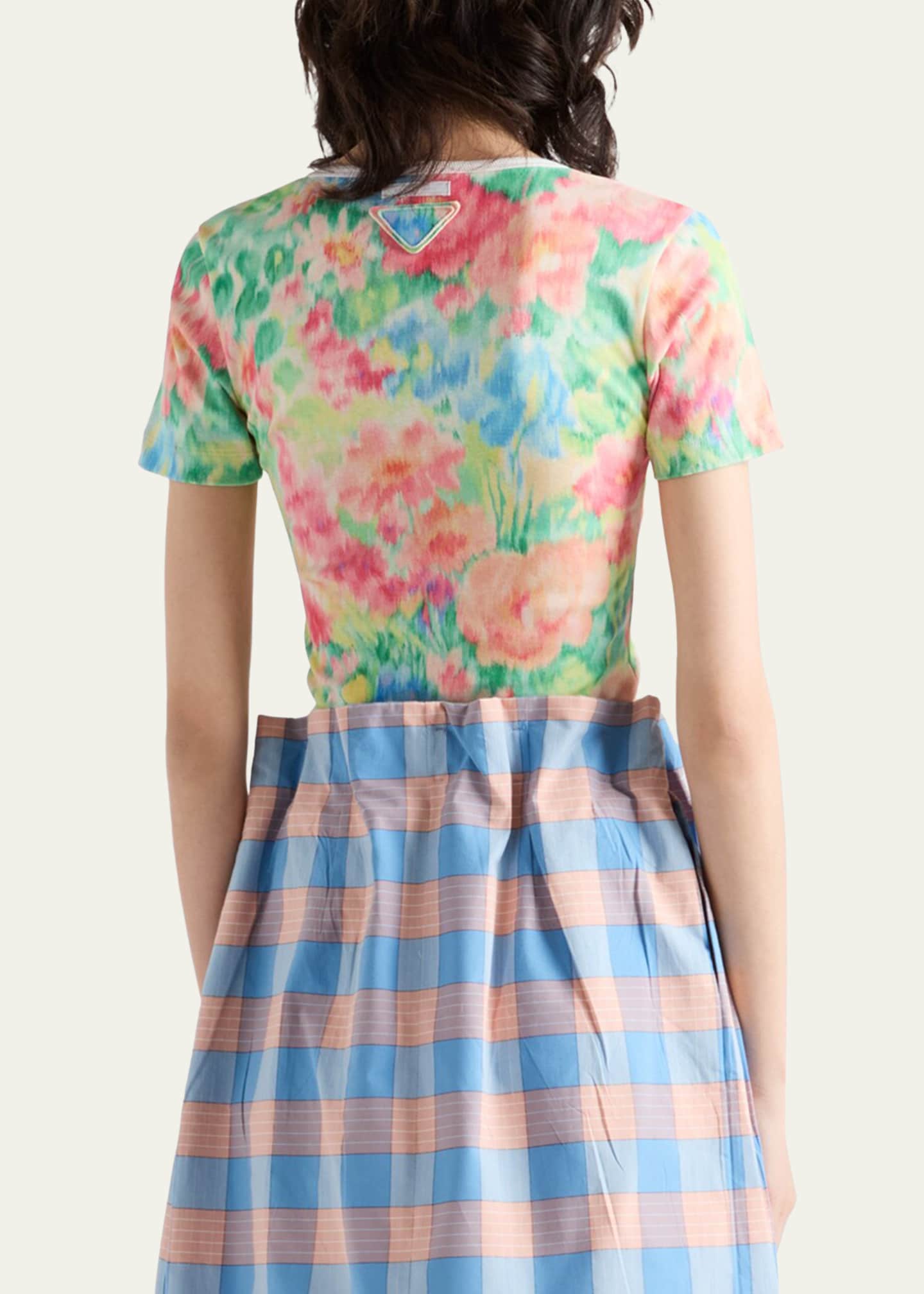 Prada Costina Flower-Print Short-Sleeve Top - Bergdorf Goodman