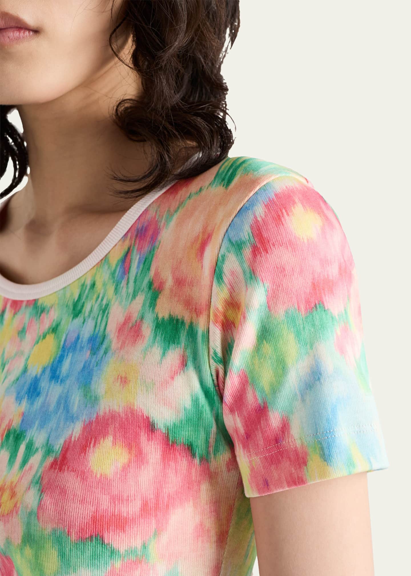 Prada Costina Flower-Print Short-Sleeve Top - Bergdorf Goodman