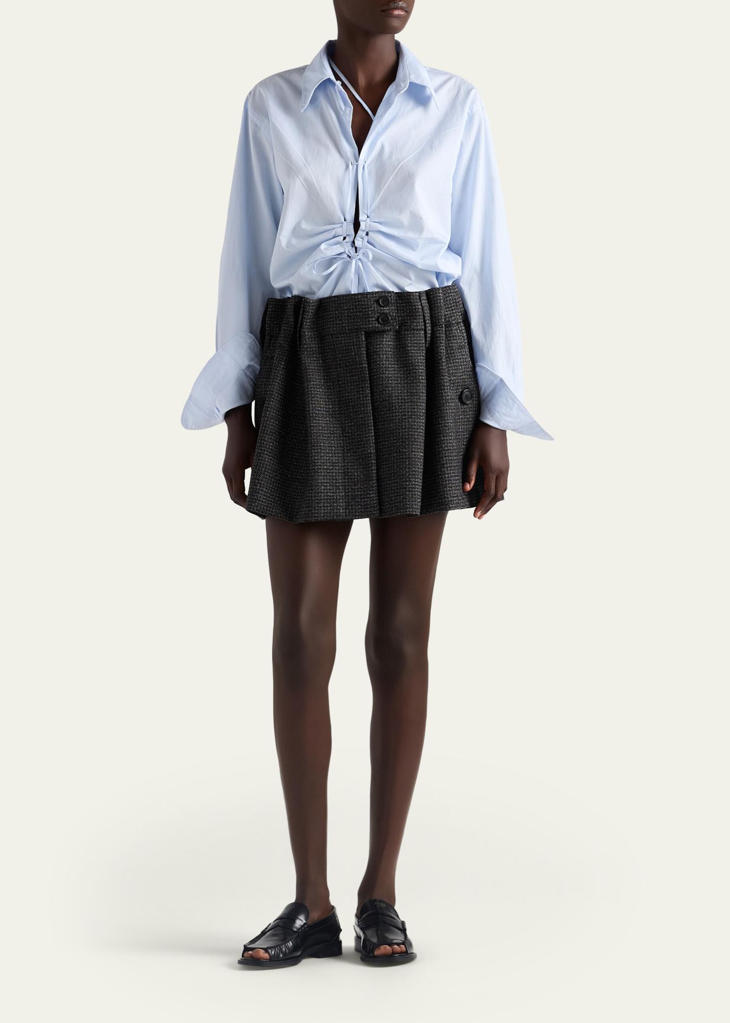 Prada Ruched Laced Collared Blouse - Bergdorf Goodman