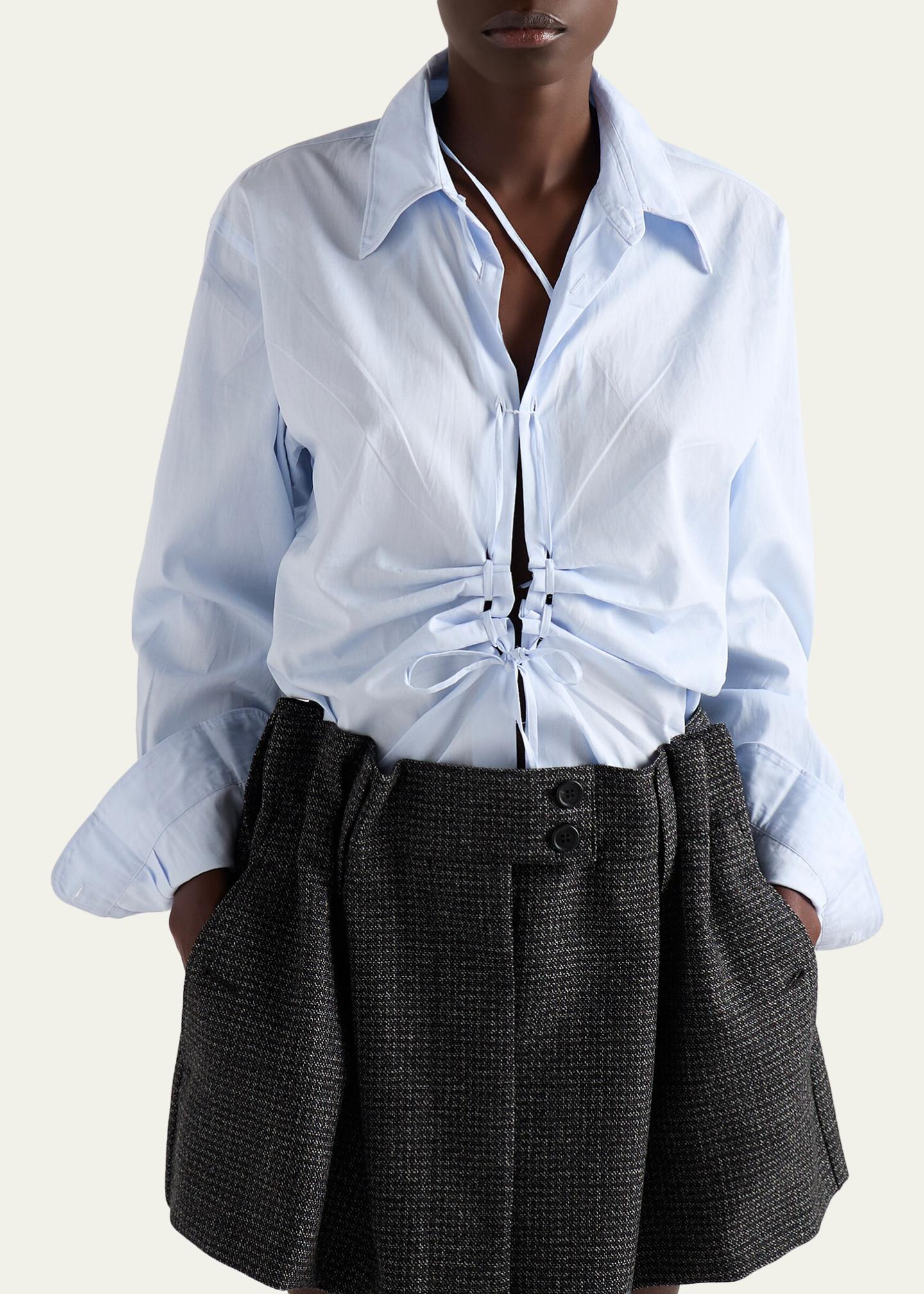 Prada Ruched Laced Collared Blouse - Bergdorf Goodman