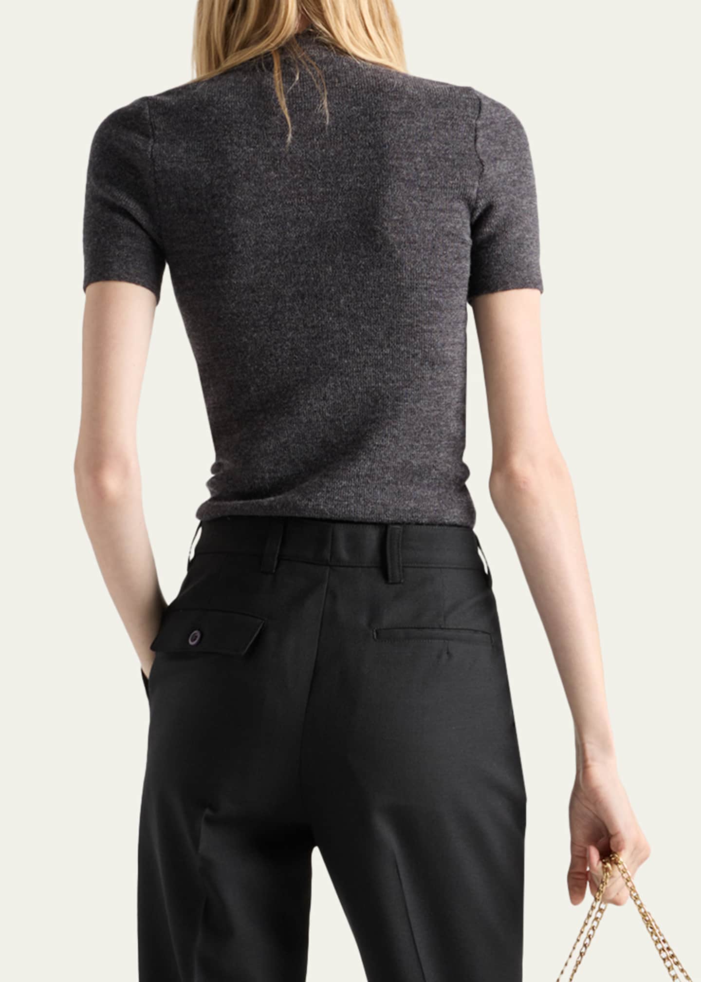 Prada Short-Sleeve Knit Sweater with Pendants - Bergdorf Goodman