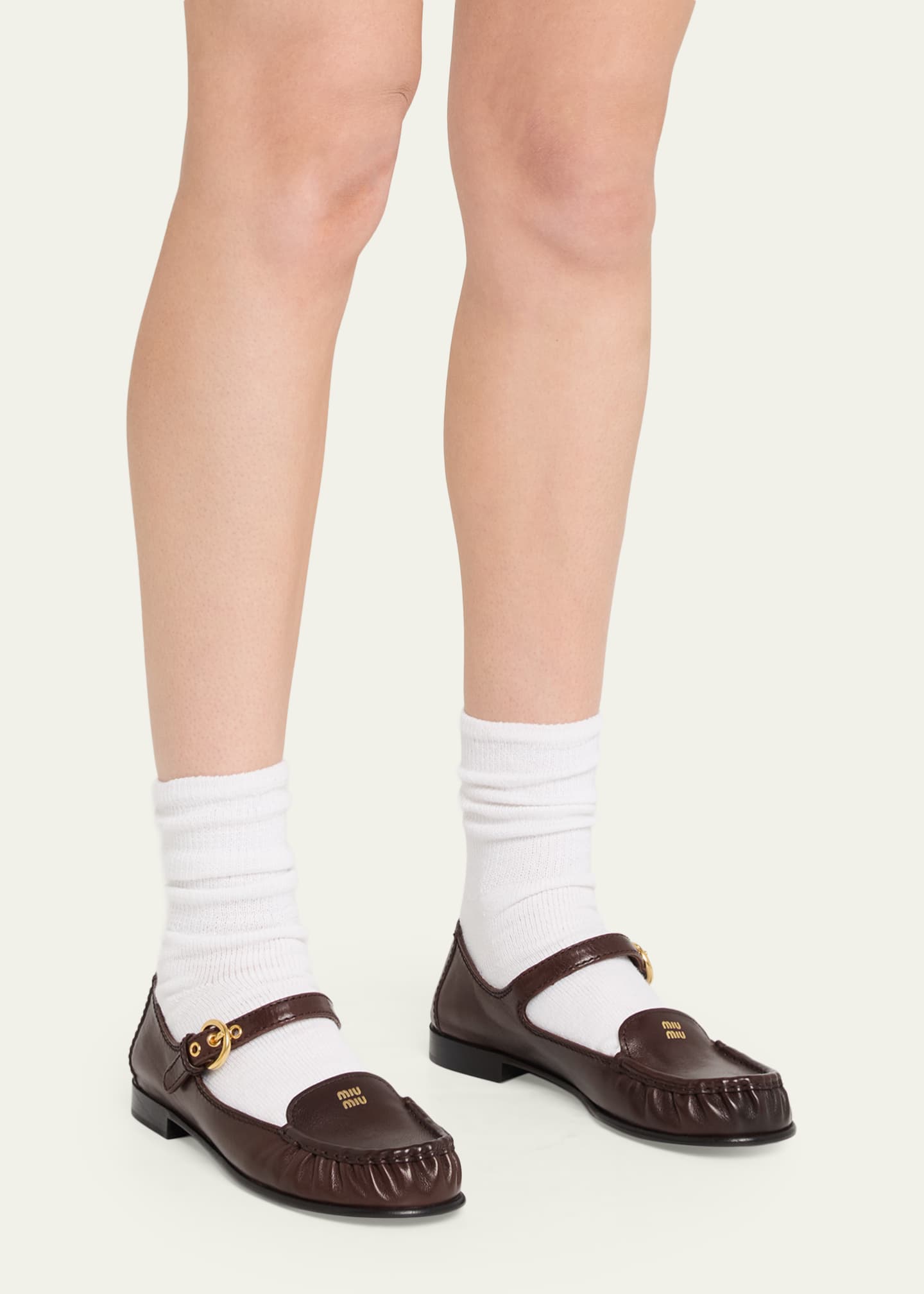 【lemon】Miu Miu Leather Mary Janes Miu Miu Leather Mary Jane Loafers - Bergdorf Goodman