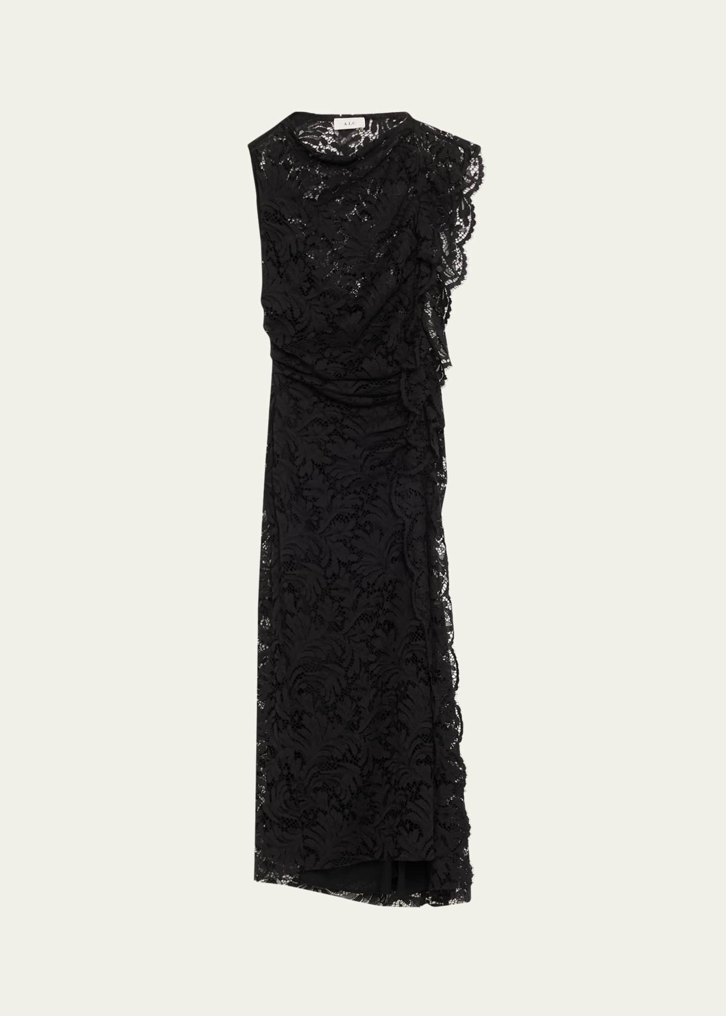 alc black lace dress Alessia Textured Satin and Lace Maxi Dress main image 1