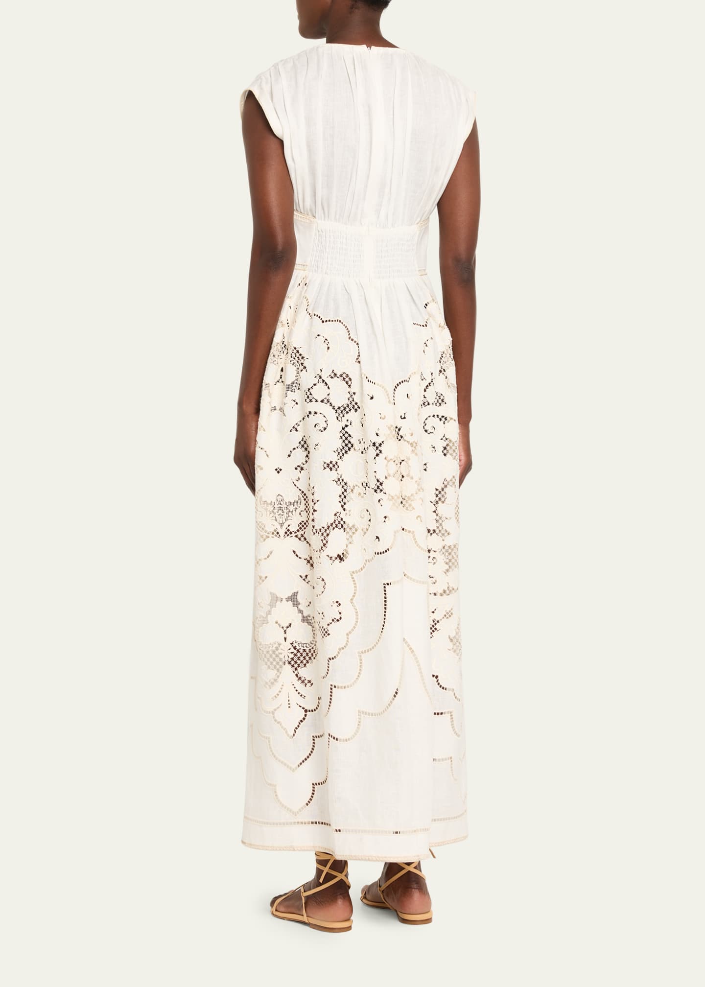 dress with long sheer sleeves Womens Floral Silk Midi Dress with Sheer Sleeves Long Silk Dresses Gold / L