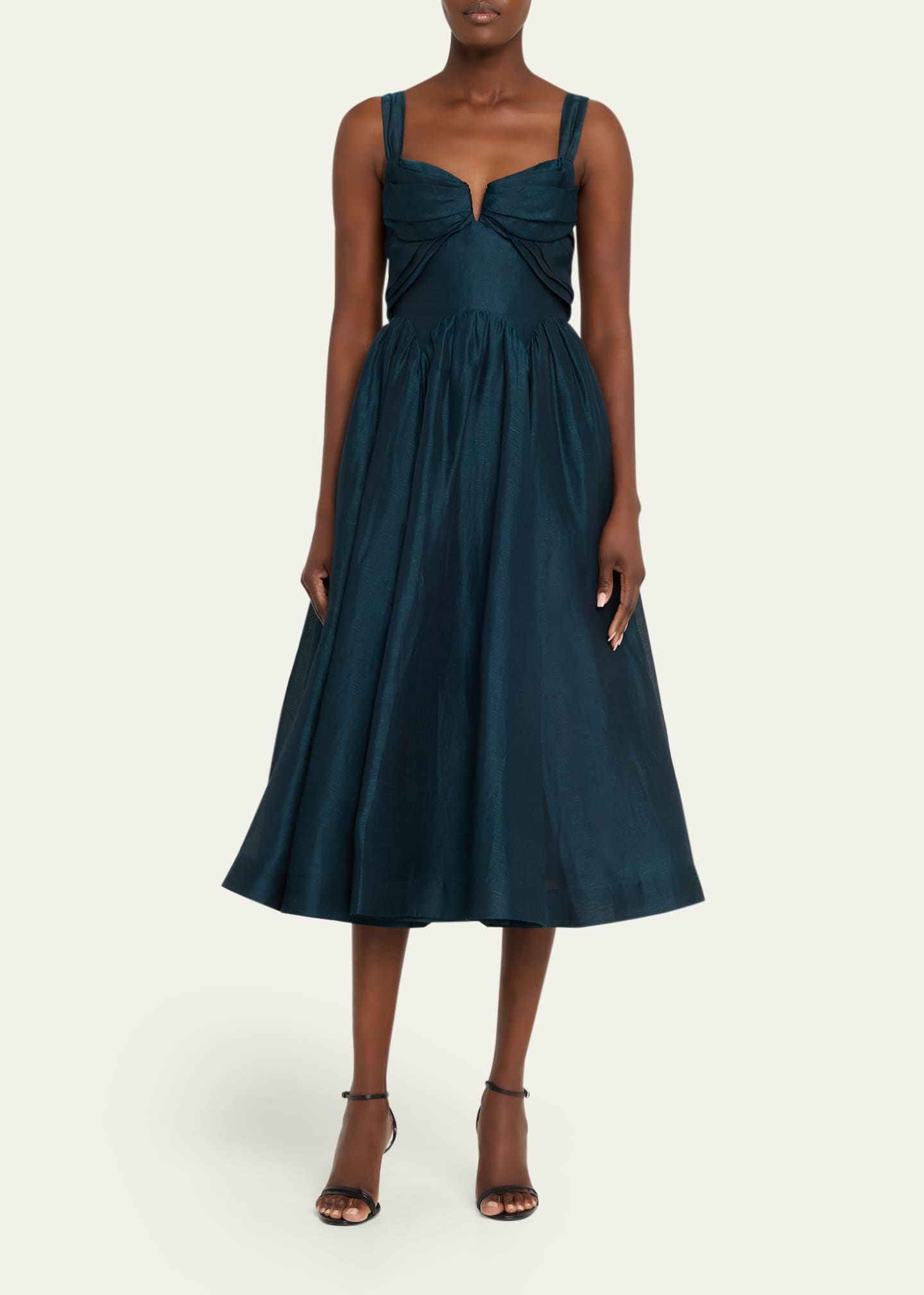 Zimmermann Rebellion Drape Midi Dress, Teal, Women's, 4, Cocktail & Party Wedding Guest Dresses Midi Dresses