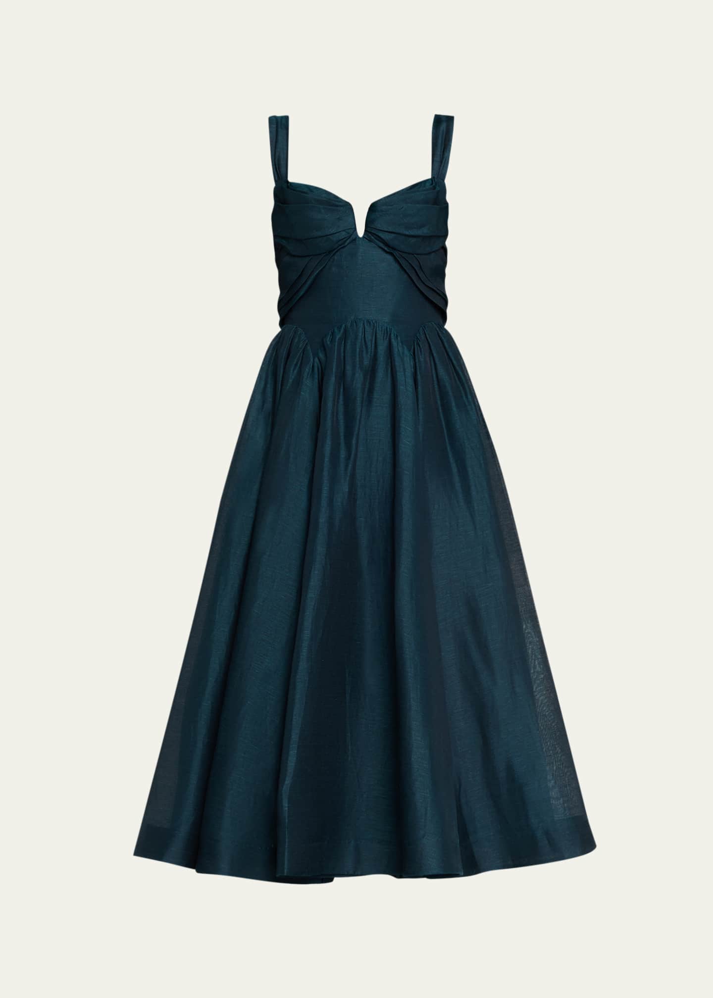 Zimmermann Rebellion Drape Midi Dress, Teal, Women's, 4, Cocktail & Party Wedding Guest Dresses Midi Dresses