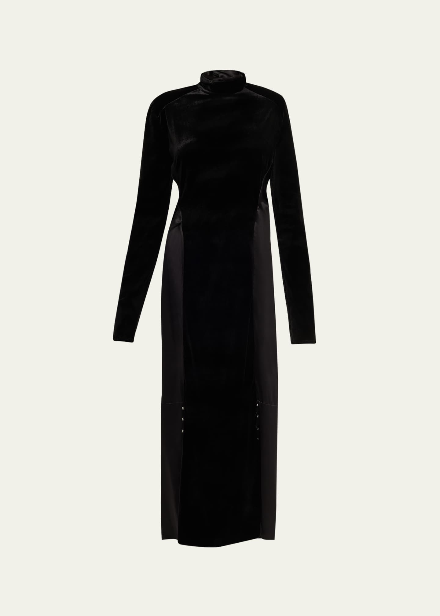 blue dress for baby girl 2000s Lanvin Black Rayon Velvet One Shoulder with Bow Dress Crystal Ribbon Belt main image 0