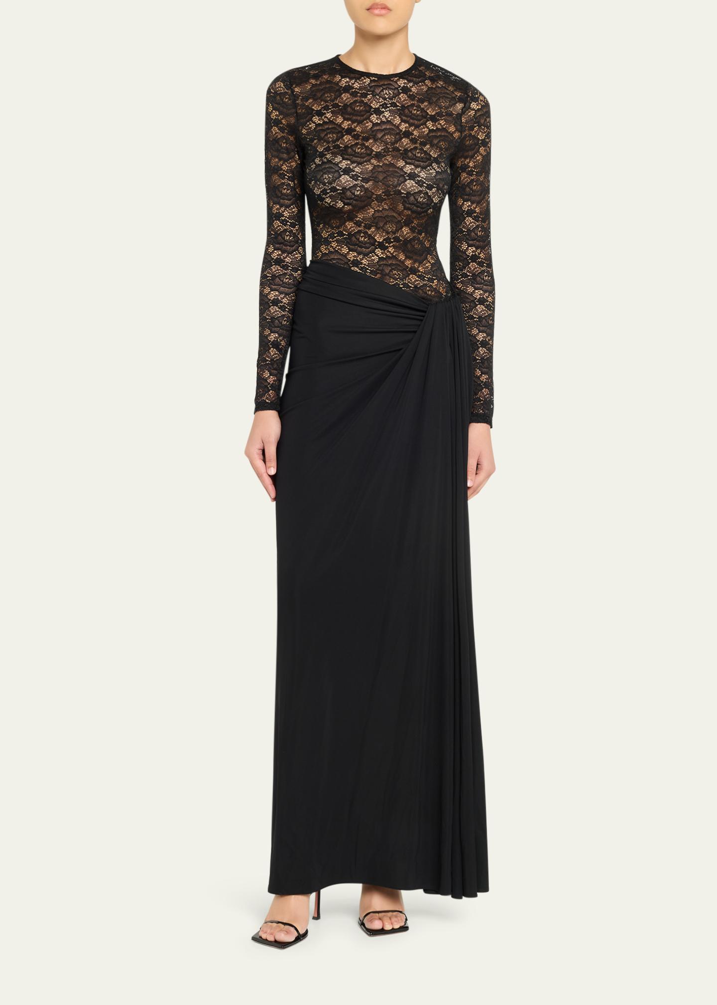 Ronny Kobo Amalyia Draped Mixed Media Column Gown - Bergdorf Goodman