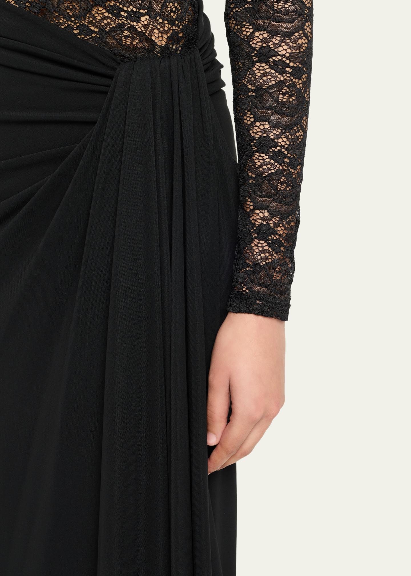 Ronny Kobo Amalyia Draped Mixed Media Column Gown - Bergdorf Goodman