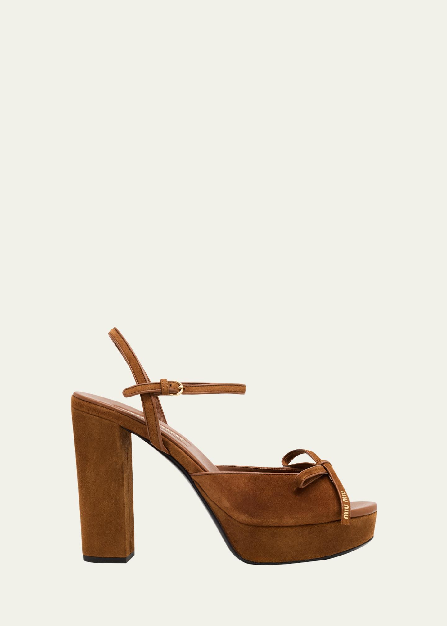 Miu Miu 110mm Calzature Suede Platform Sandals - Bergdorf Goodman