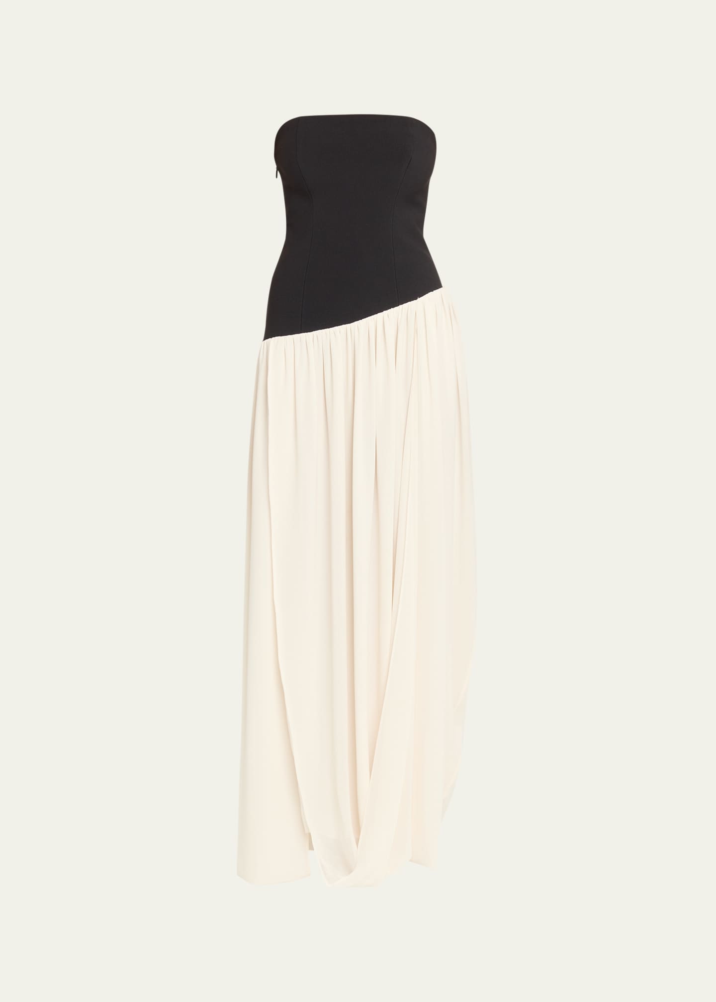 Ronny Kobo Ballad Strapless Two-Tone Mixed Media Maxi Dress, Black, Women's, Small, Casual & Work Dresses Maxi Dresses