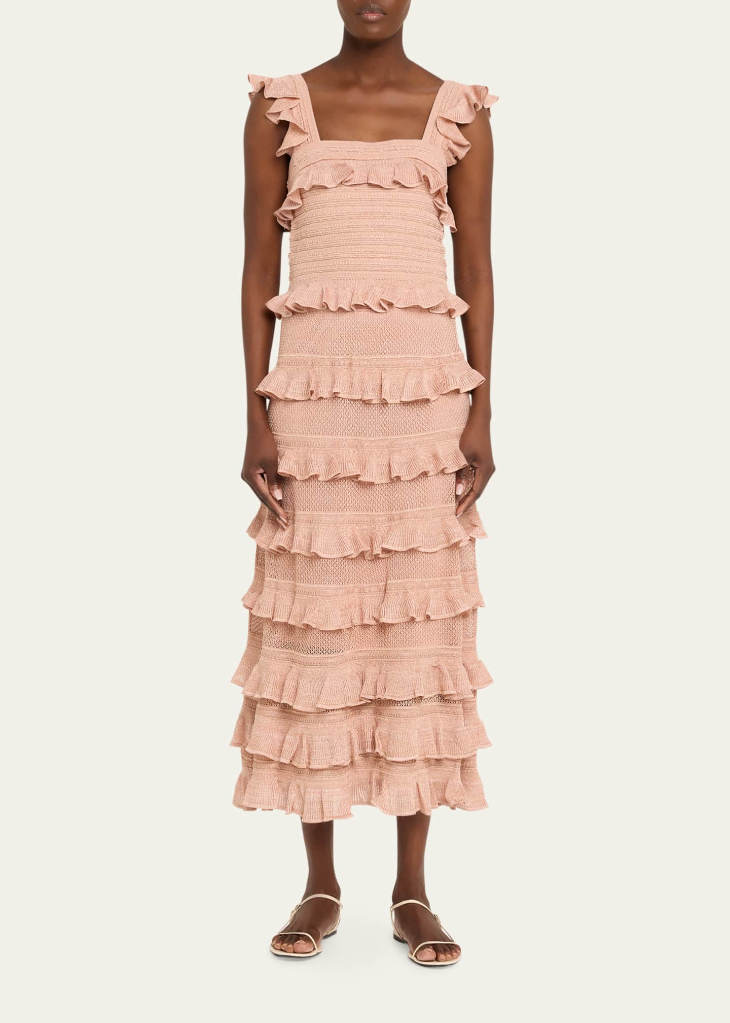 Zimmermann Women's Rebellion Frilled Lace Cami - Metallic Rose Gold - Size 8