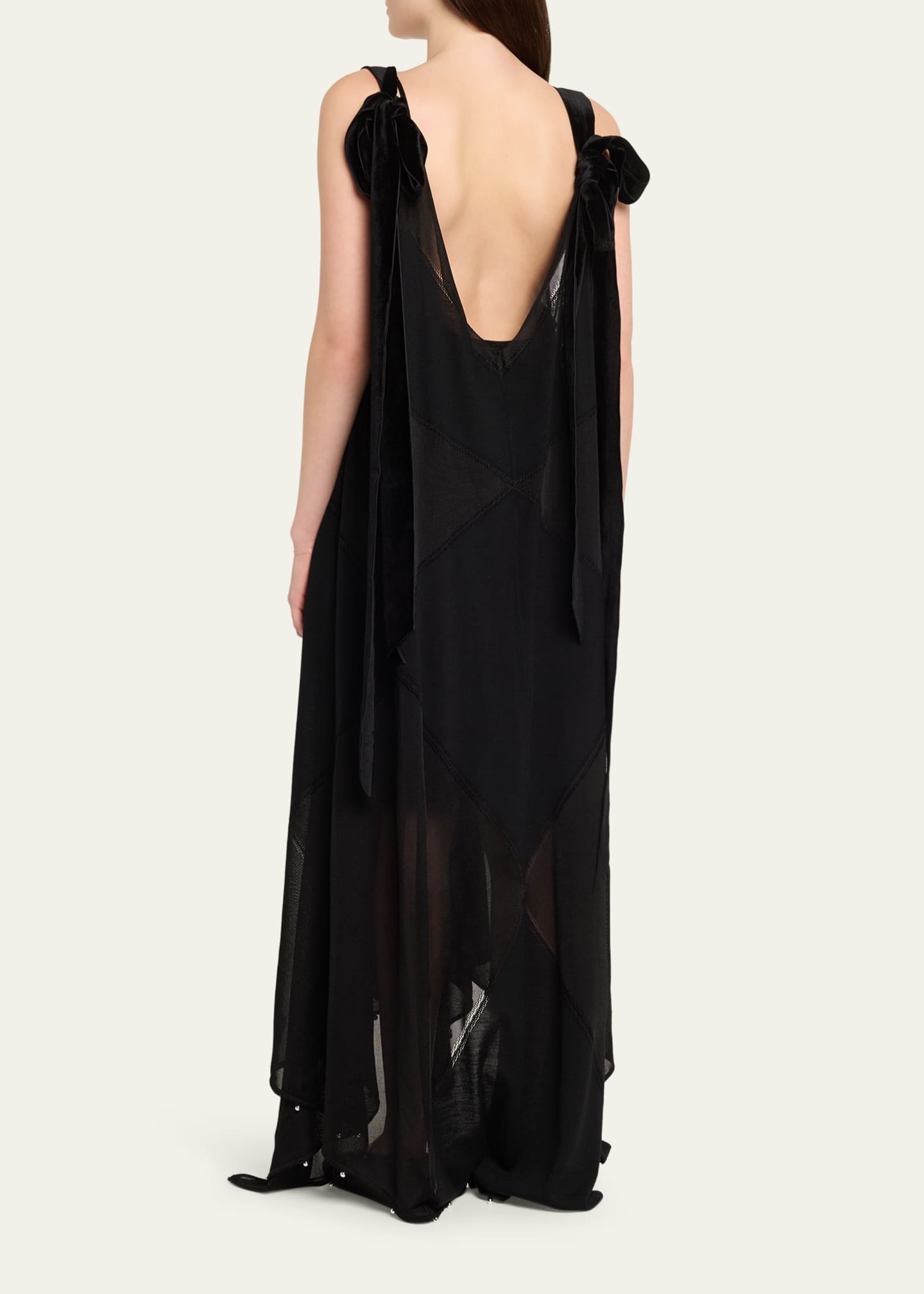 Lanvin Flowy Bow Asymmetric Maxi Dress - Bergdorf Goodman
