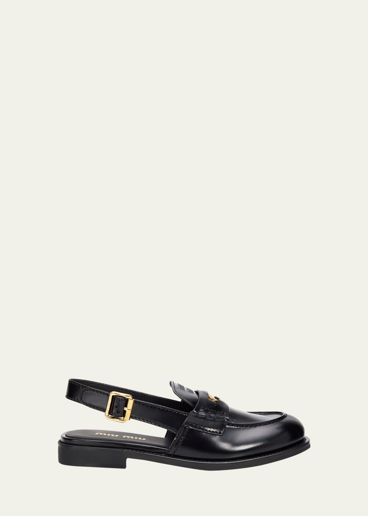 Miu Miu Spazzolato Leather Slingback Penny Loafers - Bergdorf Goodman