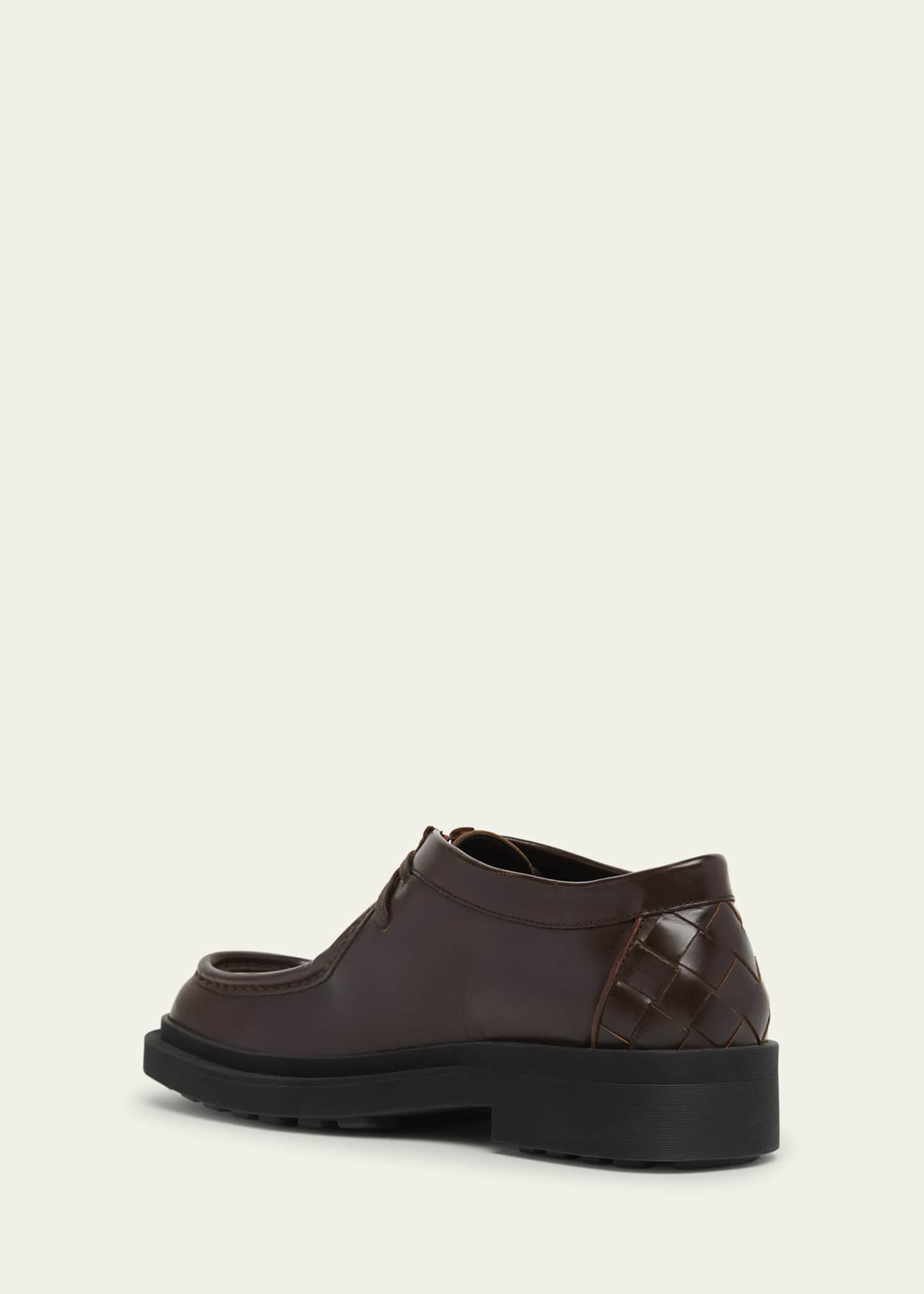 Bottega Veneta Men's Ben Intrecciato-Back Leather Derby Shoes