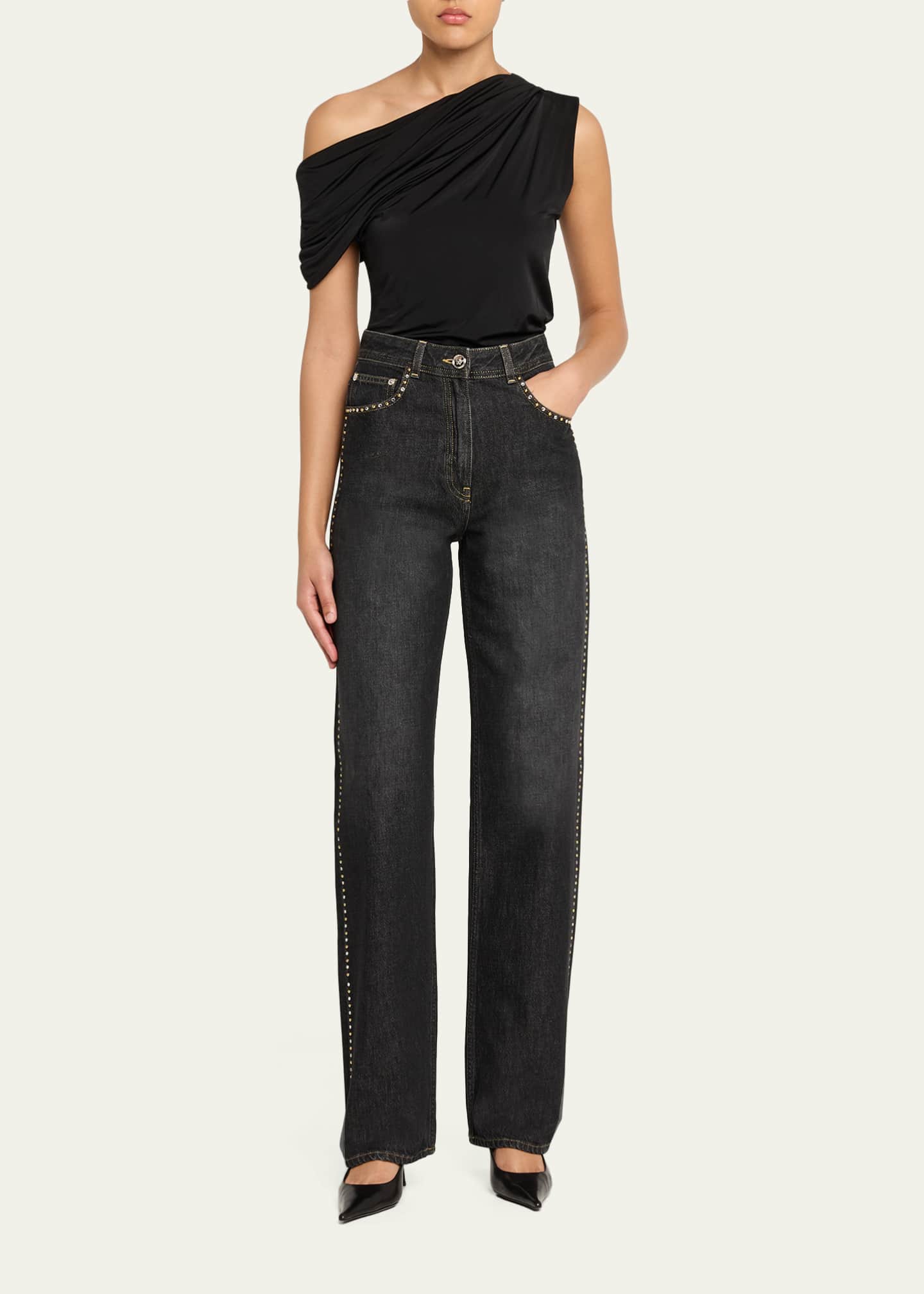 Versace Jeans Couture Embellished Straight-Leg Jeans - Bergdorf