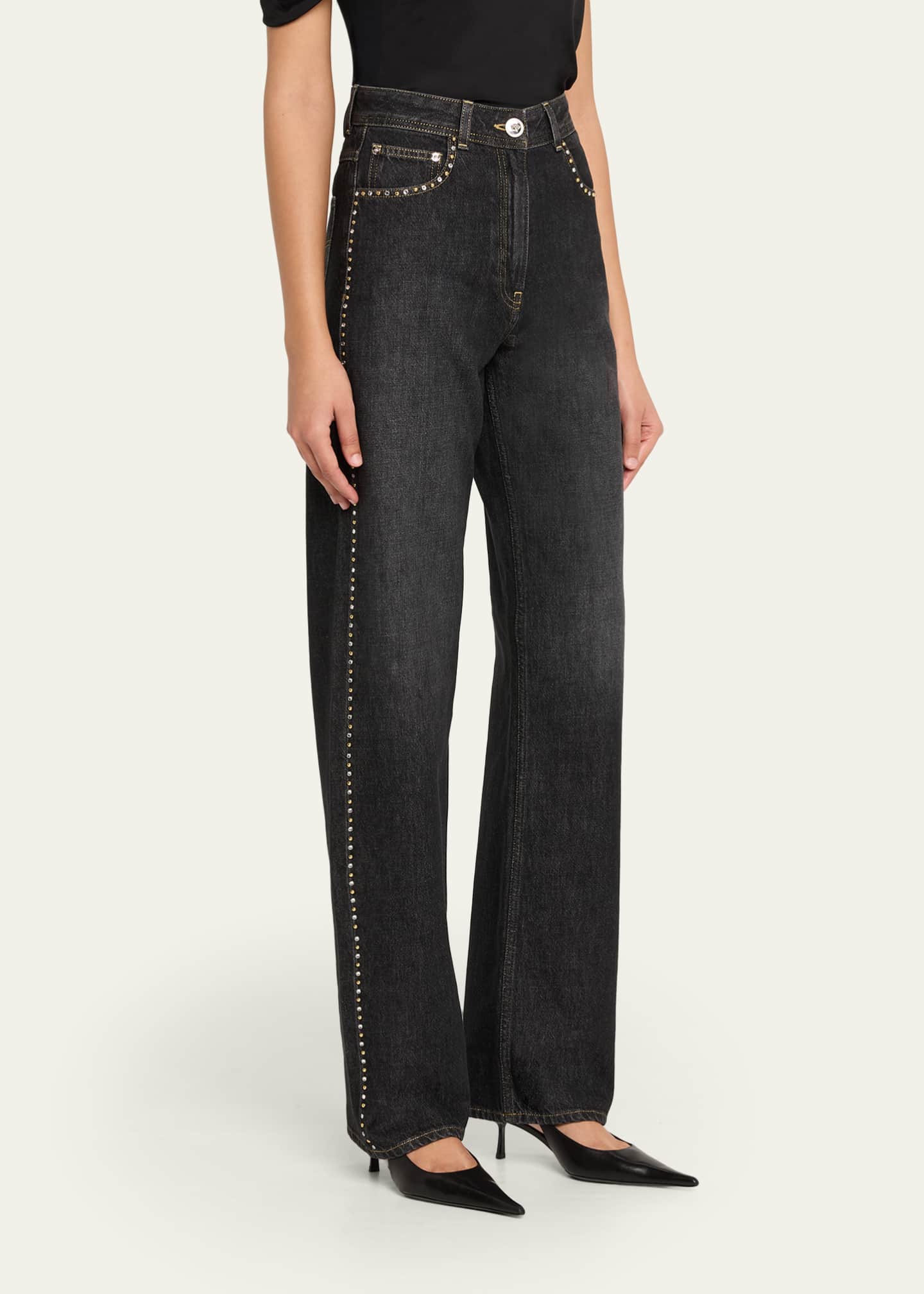 Versace Jeans Couture Embellished Straight-Leg Jeans - Bergdorf