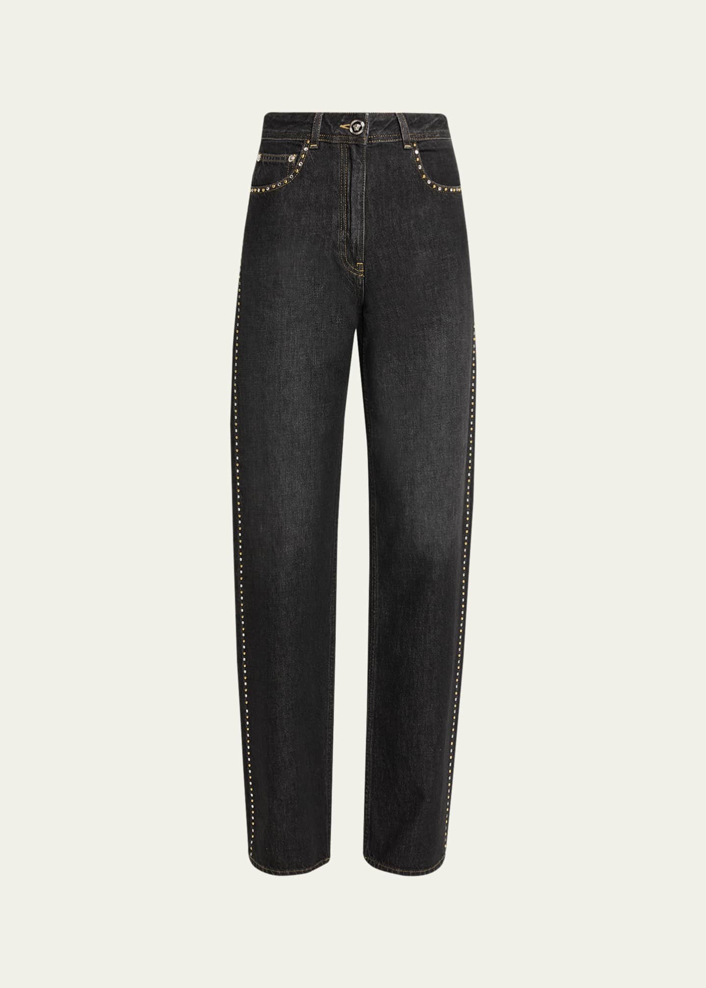 Versace Jeans Couture Embellished Straight-Leg Jeans - Bergdorf