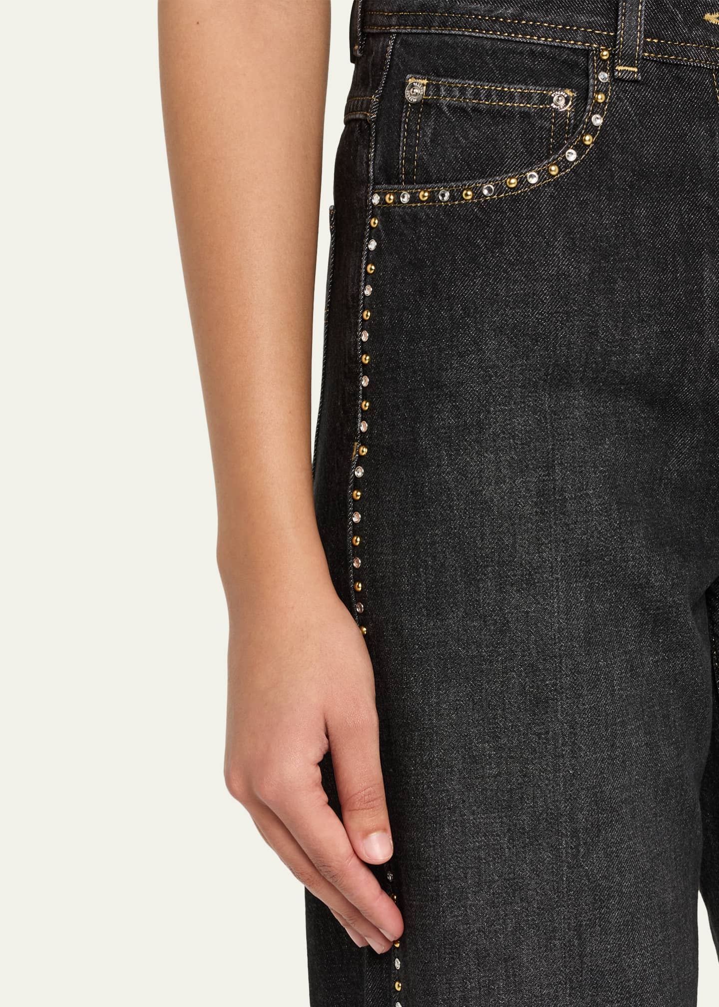 Versace Jeans Couture Embellished Straight-Leg Jeans - Bergdorf